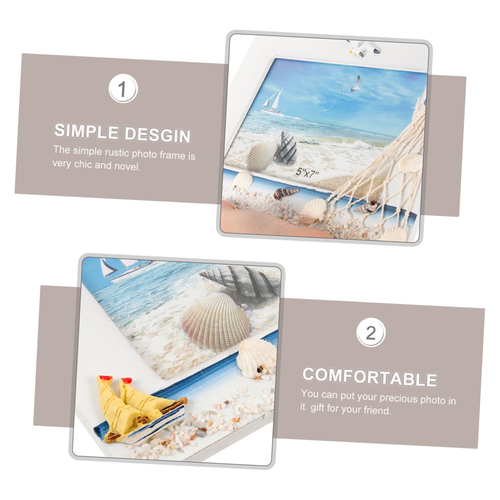 Artibetter 1 Pc Photo Frame Nautical Photo Holder Photo Holder Clip Stand Sea Themed Picture Frames Dining Room Decor for Table Beach Themed Decoration Seaside Wooden White Desktop Sculpture - Image 4