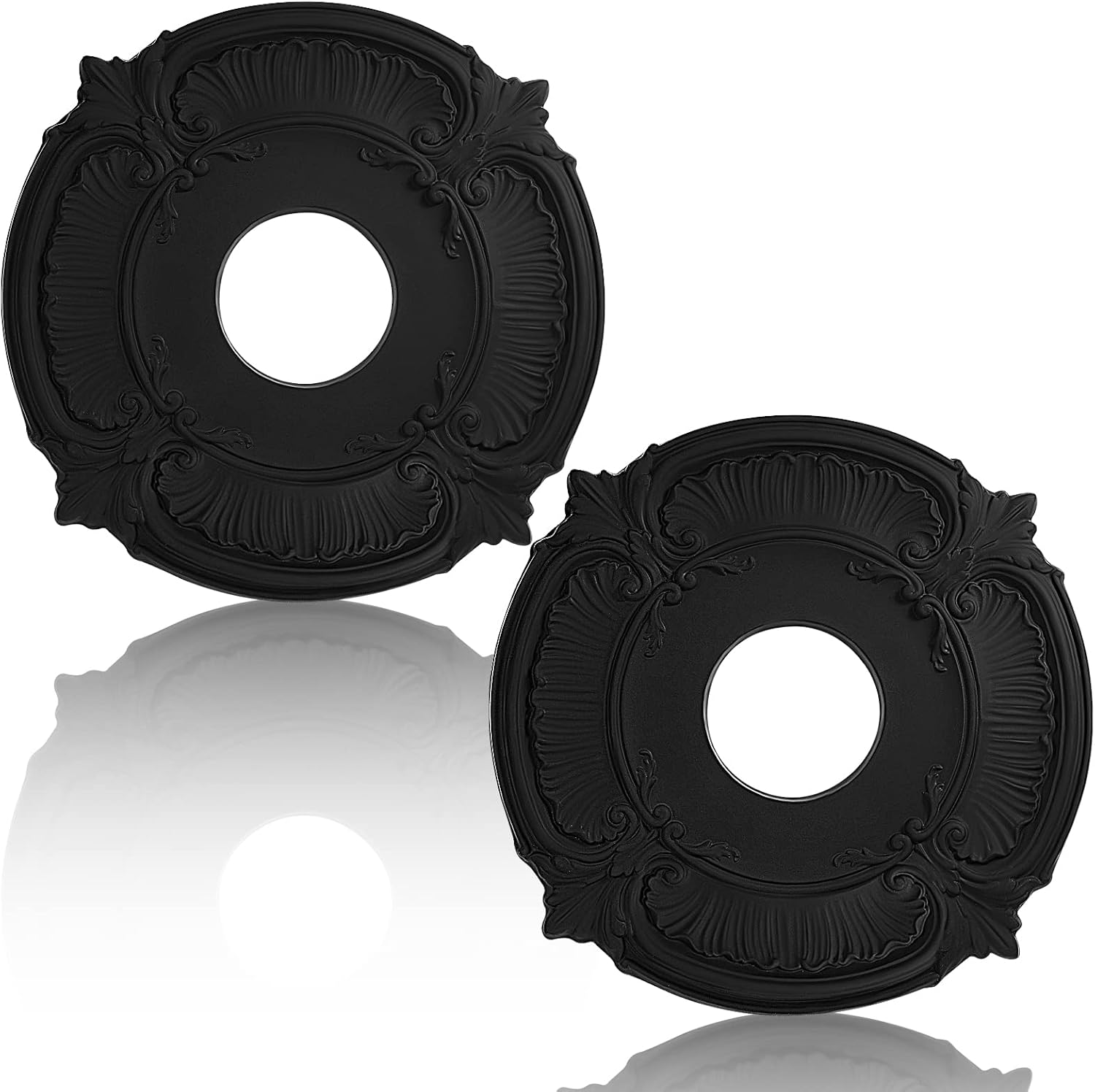 2 Pieces PU Ceiling Medallion Decorative Ceiling Fan Medallion Round