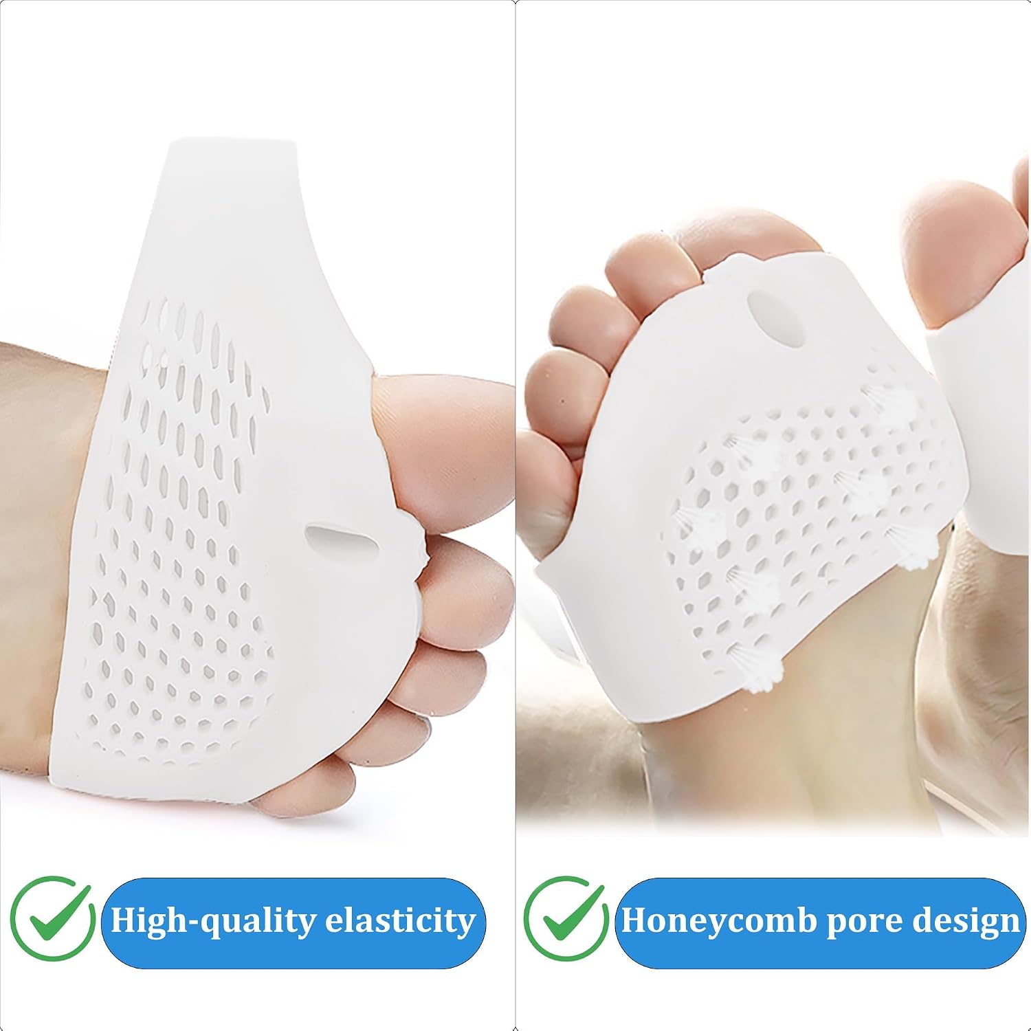 4 Pairs Silicone Toe Separators for Women Breathable Soft Gel Toe Spacers, Overlapping Toes Corrector, Gel Ball of Foot Cushions, Toe Straightener for Women and Men (Transparent)