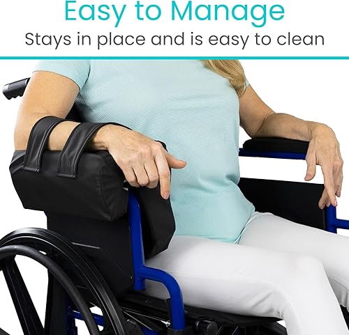 Miniatura 7 de Vive Comedero de apoyo lateral para silla de ruedas (1 unidad) - Cojín para reposabrazos - Accesorio de almohada para reposabrazos y codos para