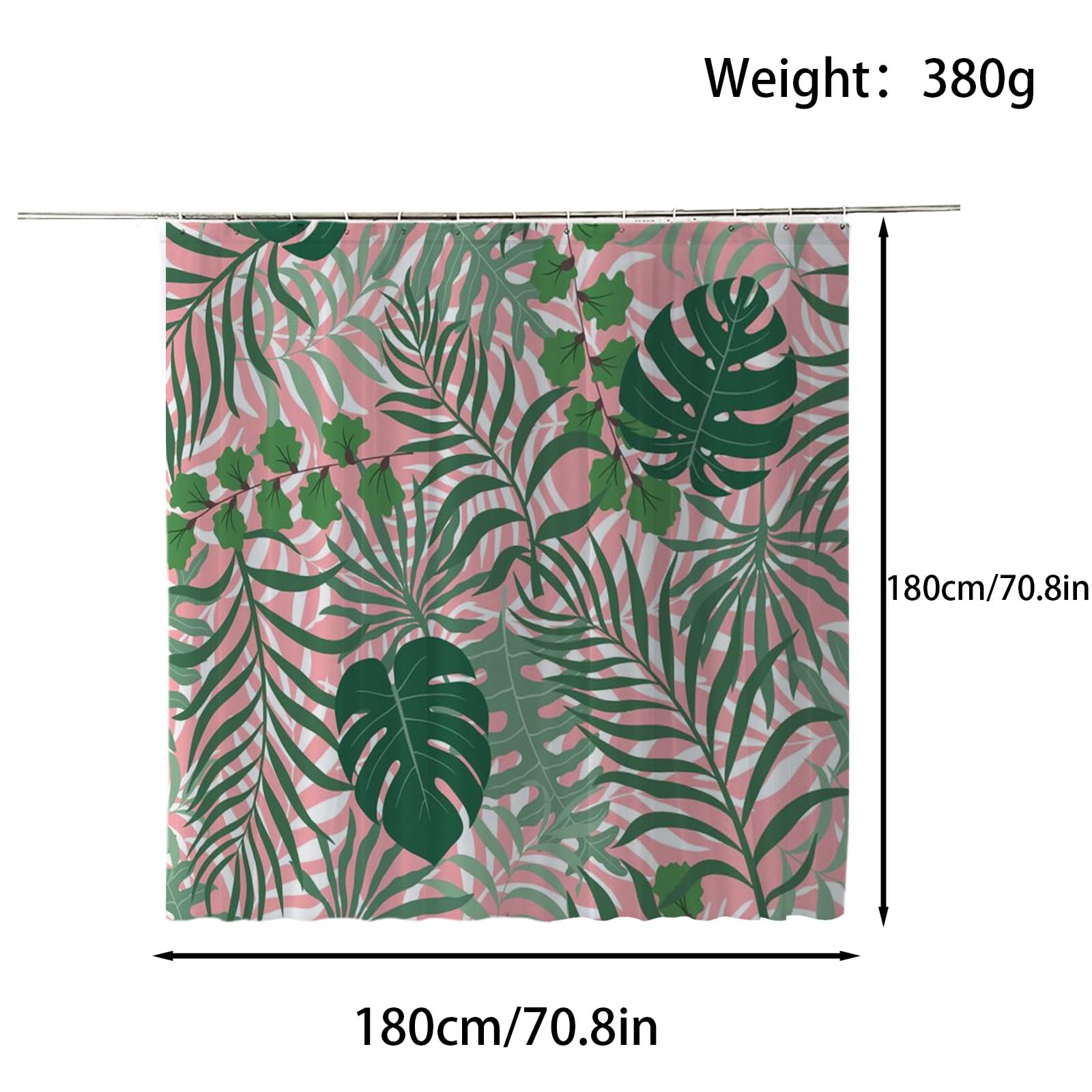 FAIRYGATE Garden Shower Curtain Outdoor Tropical Jungle Rainforest Shower Curtains Green Palms Tree Nature Scenery Polyester Fabric Bathroom Decor 180 x 180 cm B8108 - Image 2