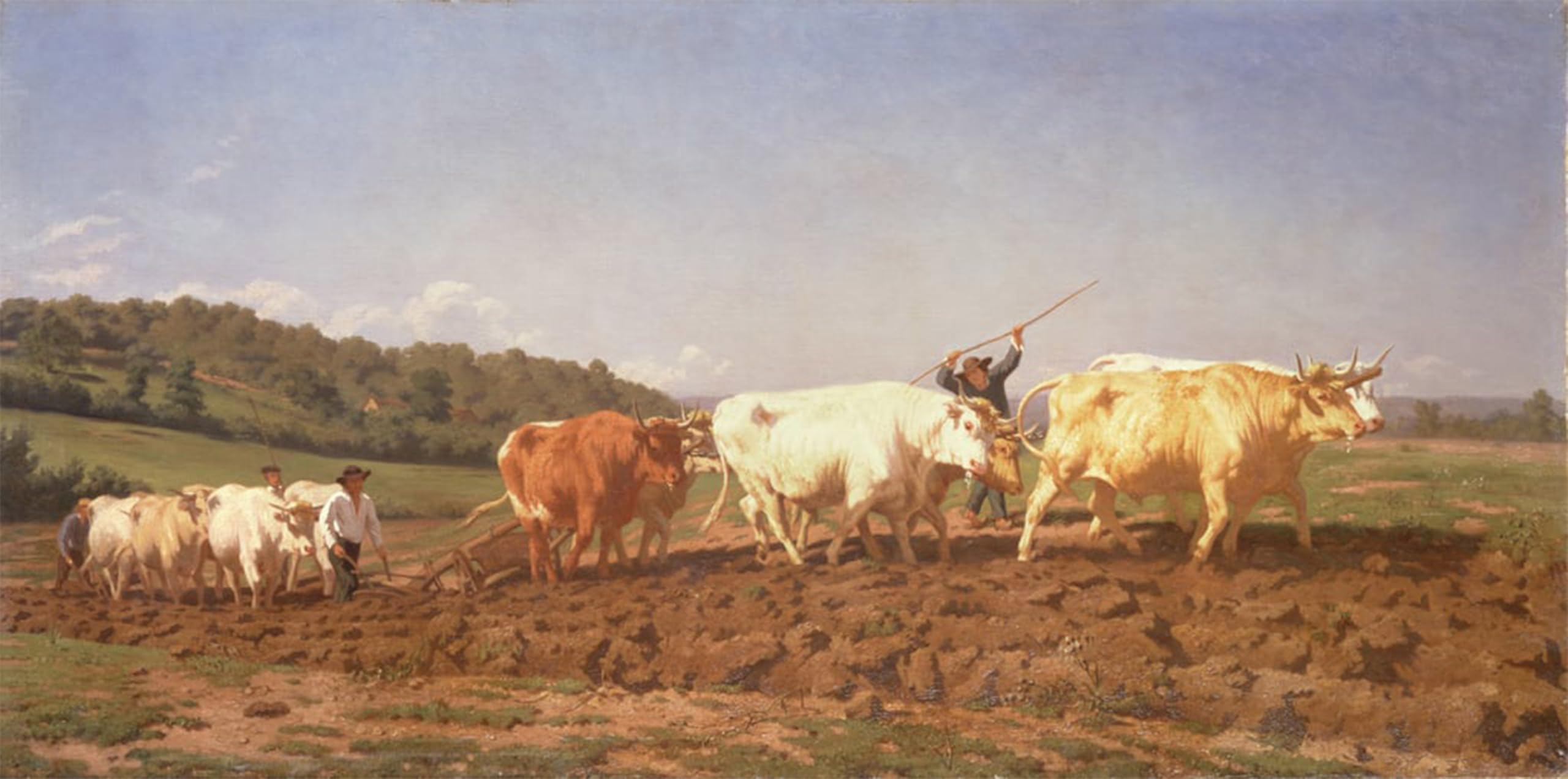 SERENDIPITP Abstract Painting Mural Print Picture Wall Decor Painting Ploughing in the Nivernais by Rosa Bonheur Vintage Wall Artwork for Home Decor 60x90cm