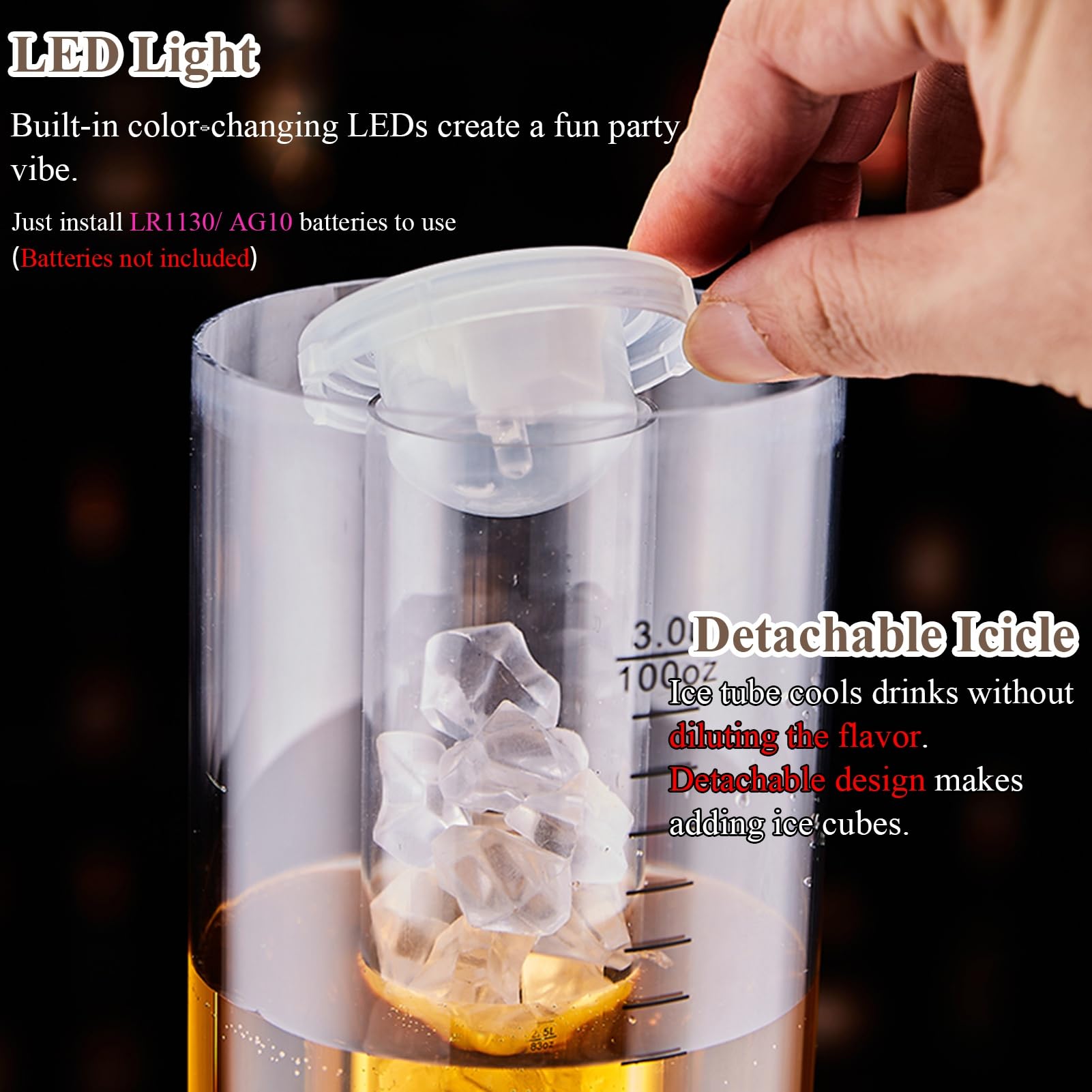 Spillatore Birra da Casa Torre di Mimosa Alta con Linee di Scala, Frigorifero Luminoso per Bevande, Mantiene Fresche e Refrigerate, Dispenser di Birra a Forma di Giraffa per Ristoranti/ Pub/ Picnic/ F