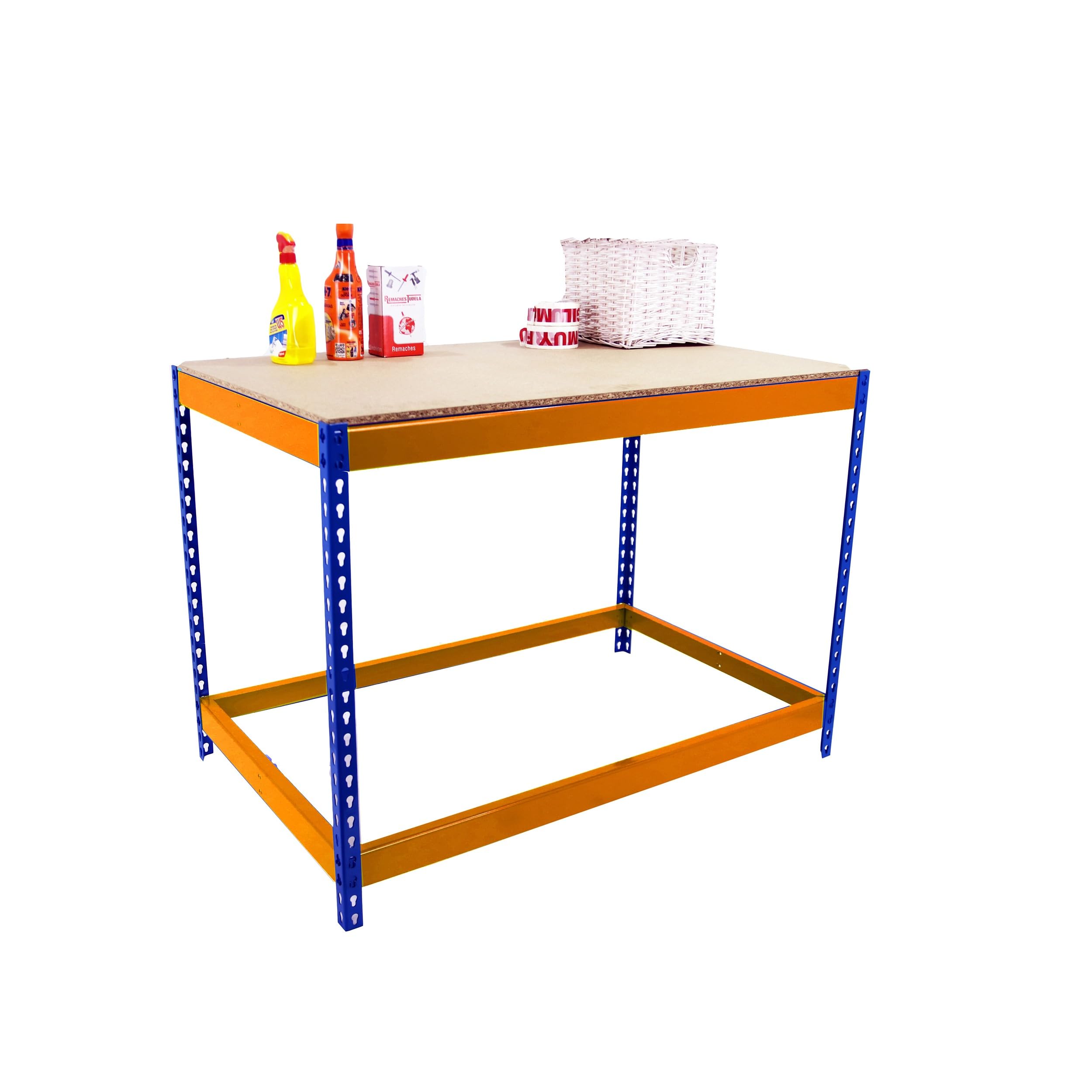 Simon Rack Banco de Trabajo Taller 1800x450 mm - BT Basic | Capacidad Carga 400 kg, Montaje sistema clic, Pintura anticorrosión, Azul/Naranja