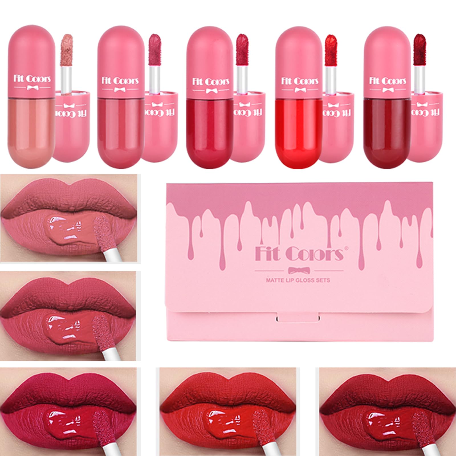 Pintalabios, 5 Set de Barra de Labios, Larga duración Labial rico y nutritivo Labiales, Barras de Labios Muy Pigmentadas, Cobertura Total, Larga Duración Brillo Labial Resistente al Agua