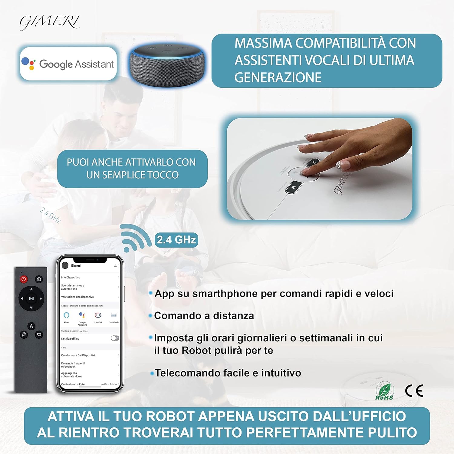 Robot Odkurzacz i Podłogi Bateria 4400 mAh WI-Fi Kompatybilny z Alexa Google, Pomiary 320x78 mm Automatyczne Ładowanie, Anti-Fall, Lawa Suszarka Ssąca Podłogi 2000 Pa