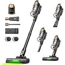 Cordless Vacuum Cleaner, 550W 45KPa 55Mins Vacuum Cleaners for Home, Powerful Stick Vacuum with Green LED Lights, Self-Standing &amp; Anti-Tangle, Lightweight Vacuum for Pet Hair/Carpet/Hard Floor