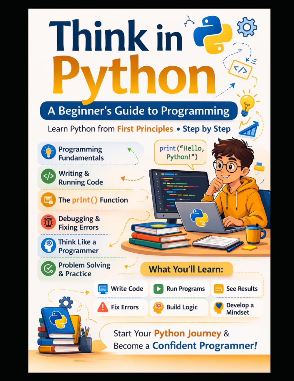 Think in Python A Beginner’s Guide to Python Programming: Learn Python from First Principles • Step by Step (Think in Python: A First-Principles ... & AI From Zero Fear to Research-Ready Code)