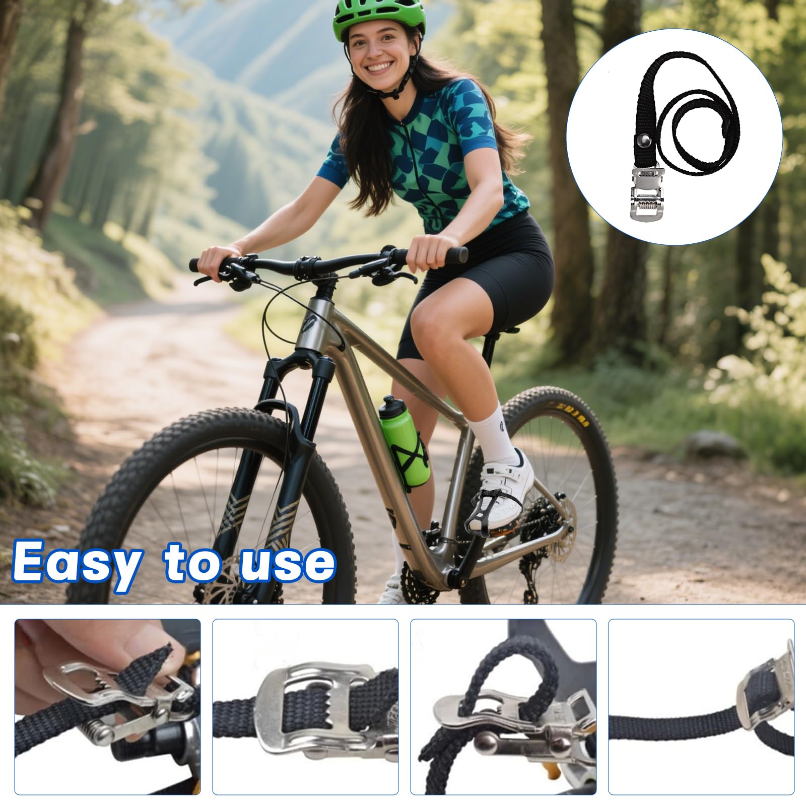 6 Pezzi Regolabile Bicicletta Cinghie Pedale, Piede Pedale Cinghie, Cinghie per Pedali Della Bicicletta Nero per Attrezzi Fissi Mountain Bike Bici da Strada (50 CM / 19,68 Pollici)