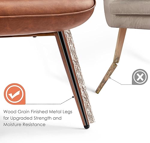 Miniatura 8 de Yaheetech Sillón de piel sintética, moderna silla de acento de estructura fuerte, sillas vintage de mediados de siglo con respaldo alto y patas de