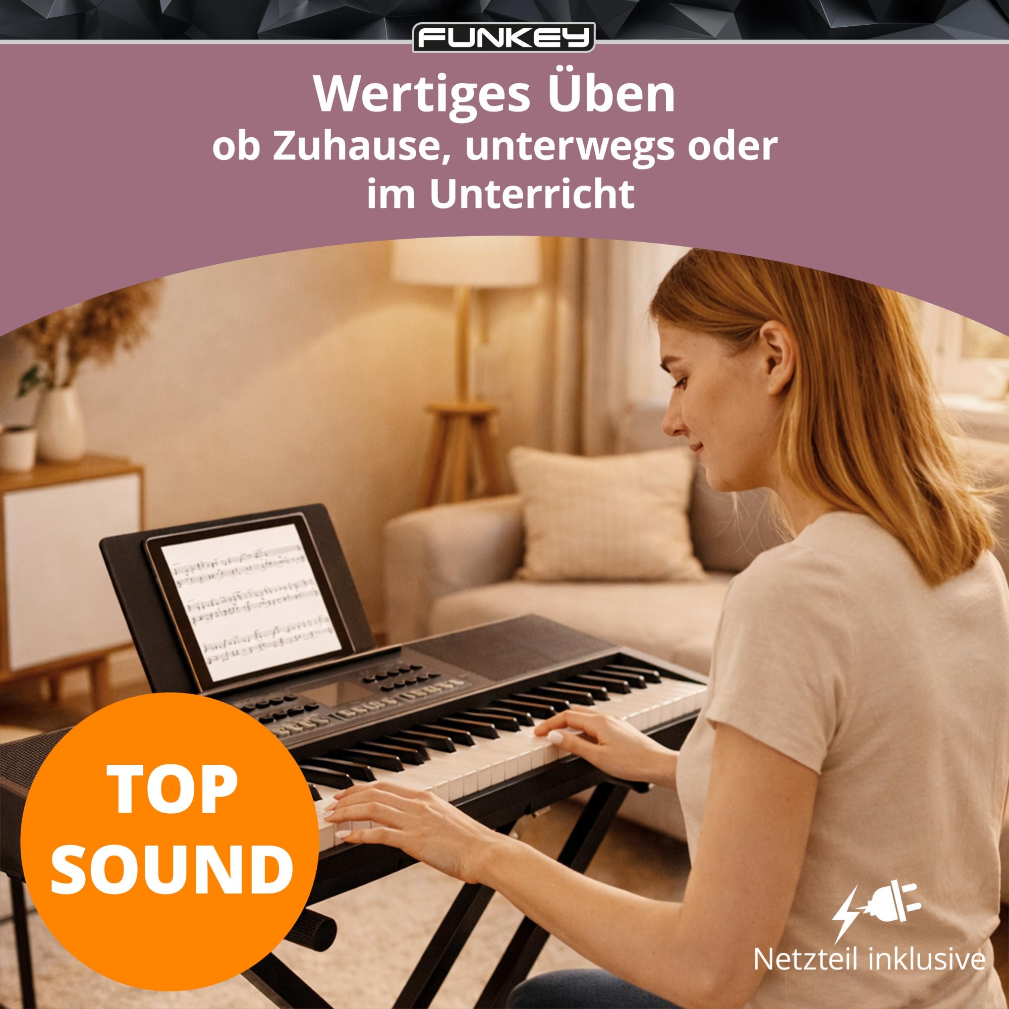 FunKey 61 Performer Schwarz, Tastatur & Spielgefühl, Touch Response: OFF | 61 anschlagsdynamische Tasten, Soft, Normal, Hard, Layer-Funktion (2 Sounds kombinierbar), Octave-Funktion ± 1 - 2 Oktaven