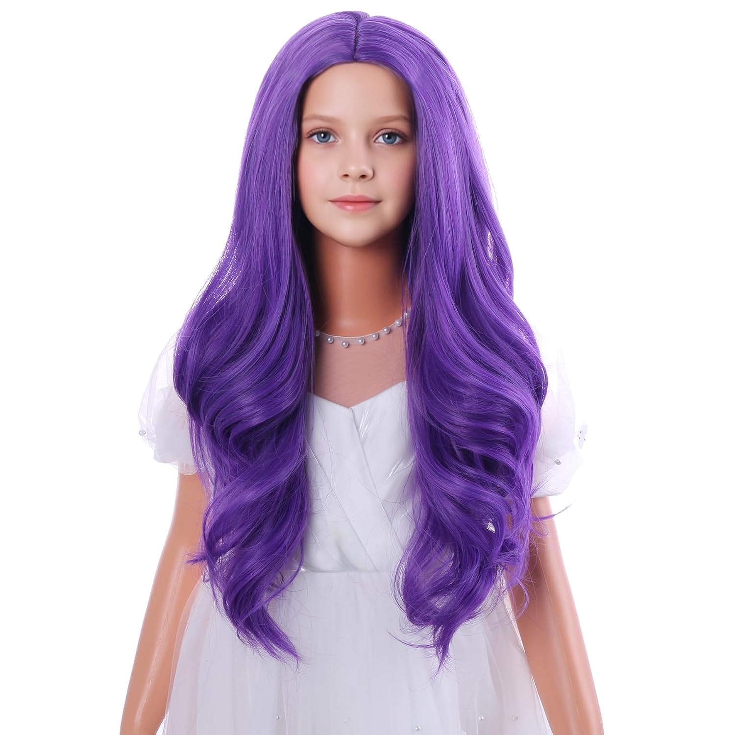 Kid Rainbow Wig Long Girls Colorful Wigs Child Multicolor Wavy Wig | Colored Curly Wigs for Kids,Middle Part,Synthetic Fiber,Daily Party Cosplay Use,Halloween Costume