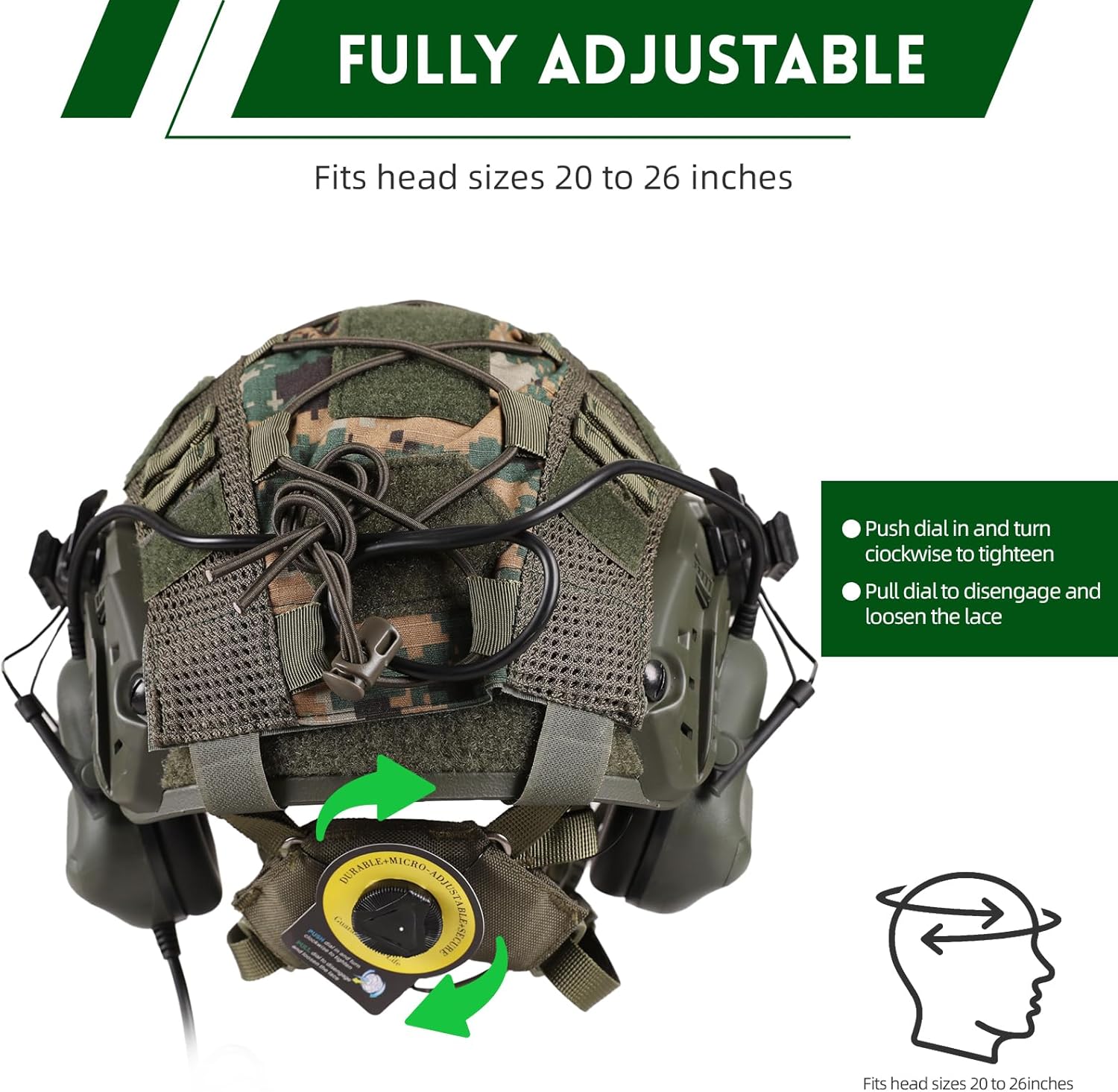 Tactical Helmet with Headset,4in1 Upgraded Adjustable with Helmet Cover for Airsoft Cosplay Military Tactical Gear - Image 2