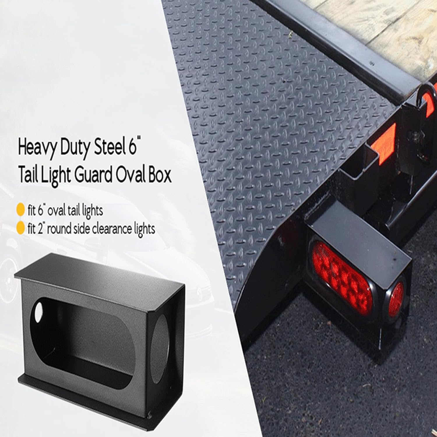 2X Tail Light Guard Protective Portable Oval Trailer Light Box Sturdy Trailer Lights Welded Mount Steel Boxes Heavy Duty Metal