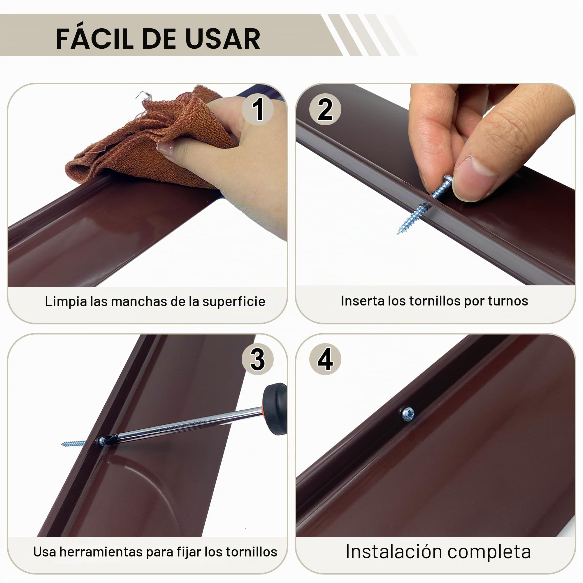 Deflector de lluvia de aluminio anodizado marrón para puerta y ventana, fácil de instalar, desviador de lluvia sobre puerta, 2 piezas de 40 pulgadas