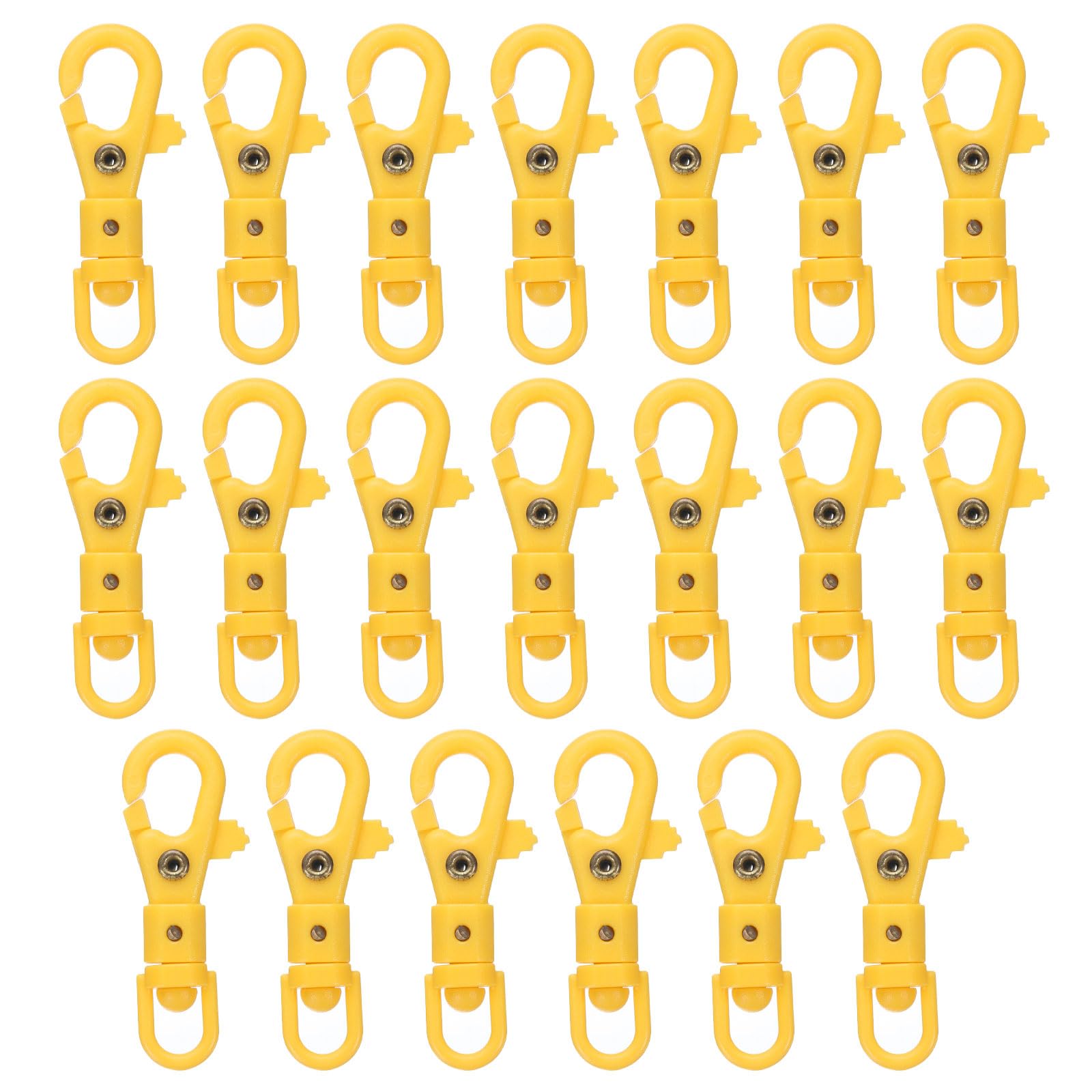 sourcing map 20 Pcs Plastic Lobster Claw Clasps Swivel Lanyard Snap Hook Trigger Clips for Stretch Spring Keychain Ring Crafts Bag DIY Accessories, Dark Yellow