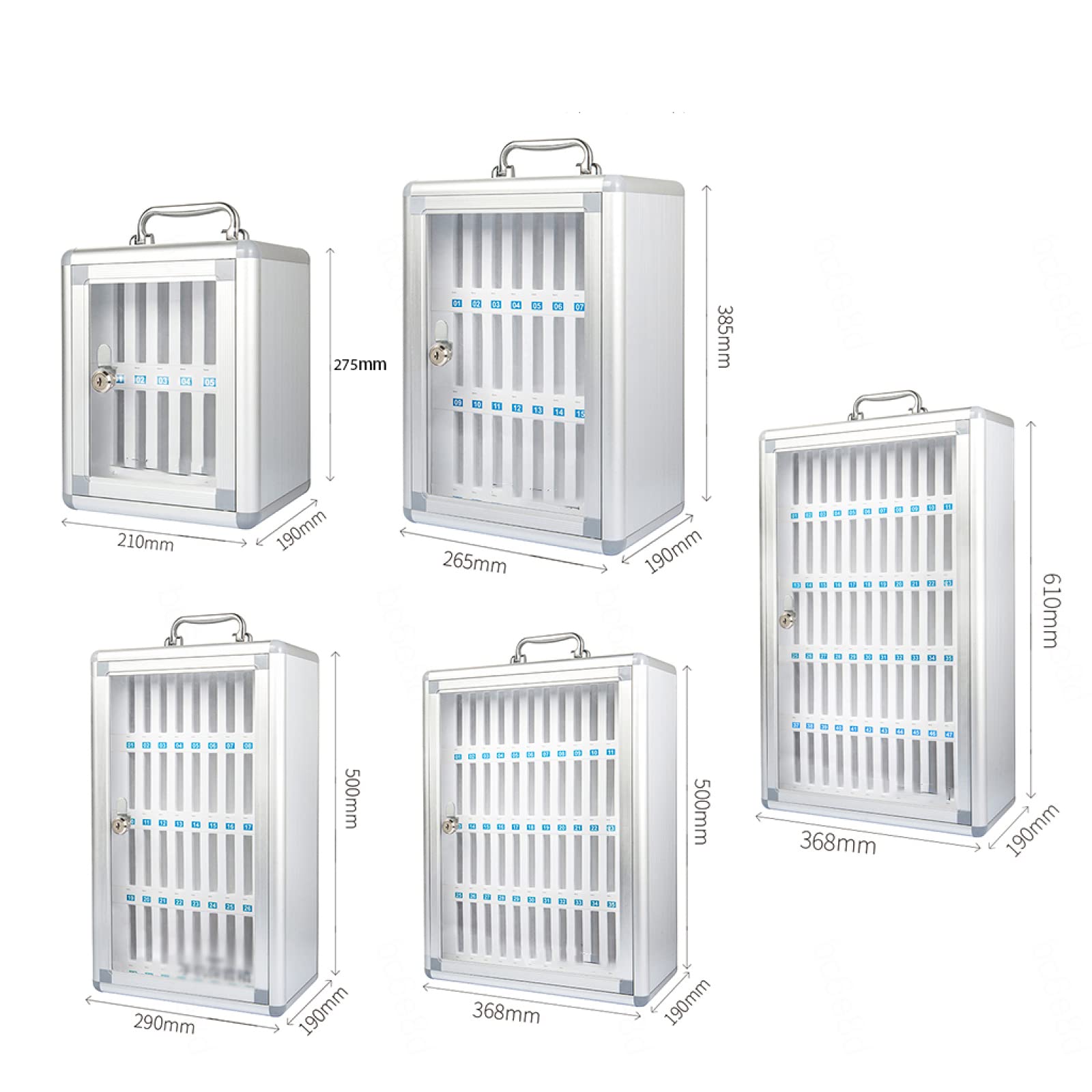 Casier mural pour téléphone avec serrure et clés – Boîte de rangement en alliage d'aluminium à 48 emplacements pour restaurants et bureaux – Cadeau sécurisé pour appareil mobile
