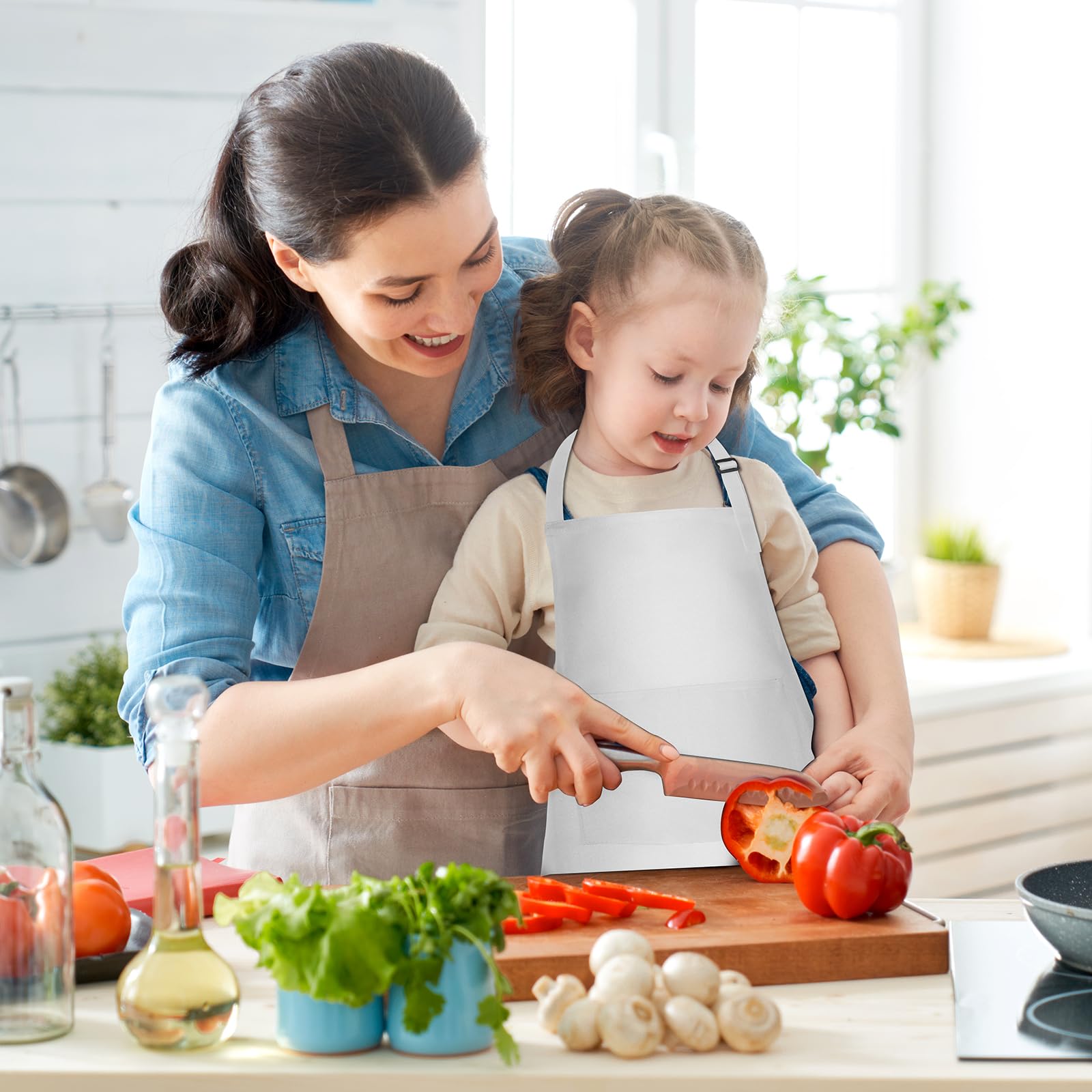 NACHLYNN Delantal ajustable para niños con 2 bolsillos, delantales de pintura para niños, 4/10/20 piezas, delantales para pintar y cocinar y manualidades