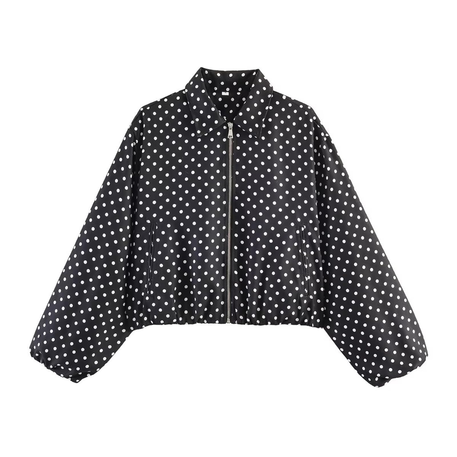 FUPODD Kurzmantel Damen Übergang Punkte Damen Jacke Winter Bomberjacke Kurz