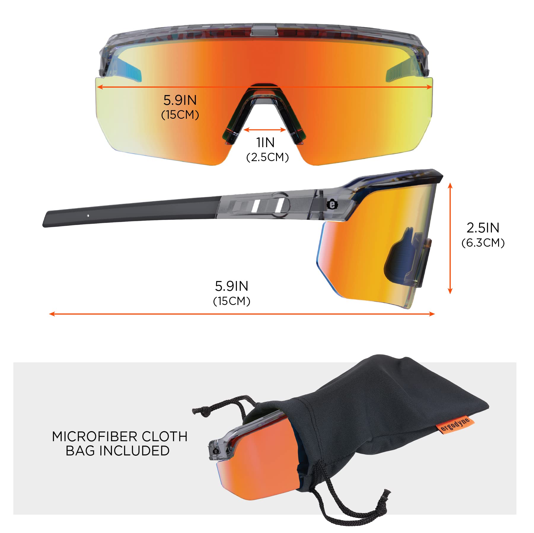 Ergodyne Skullerz AEGIR Sicherheits-Sonnenbrille, verspiegelte Gläser, ANSI z87.1