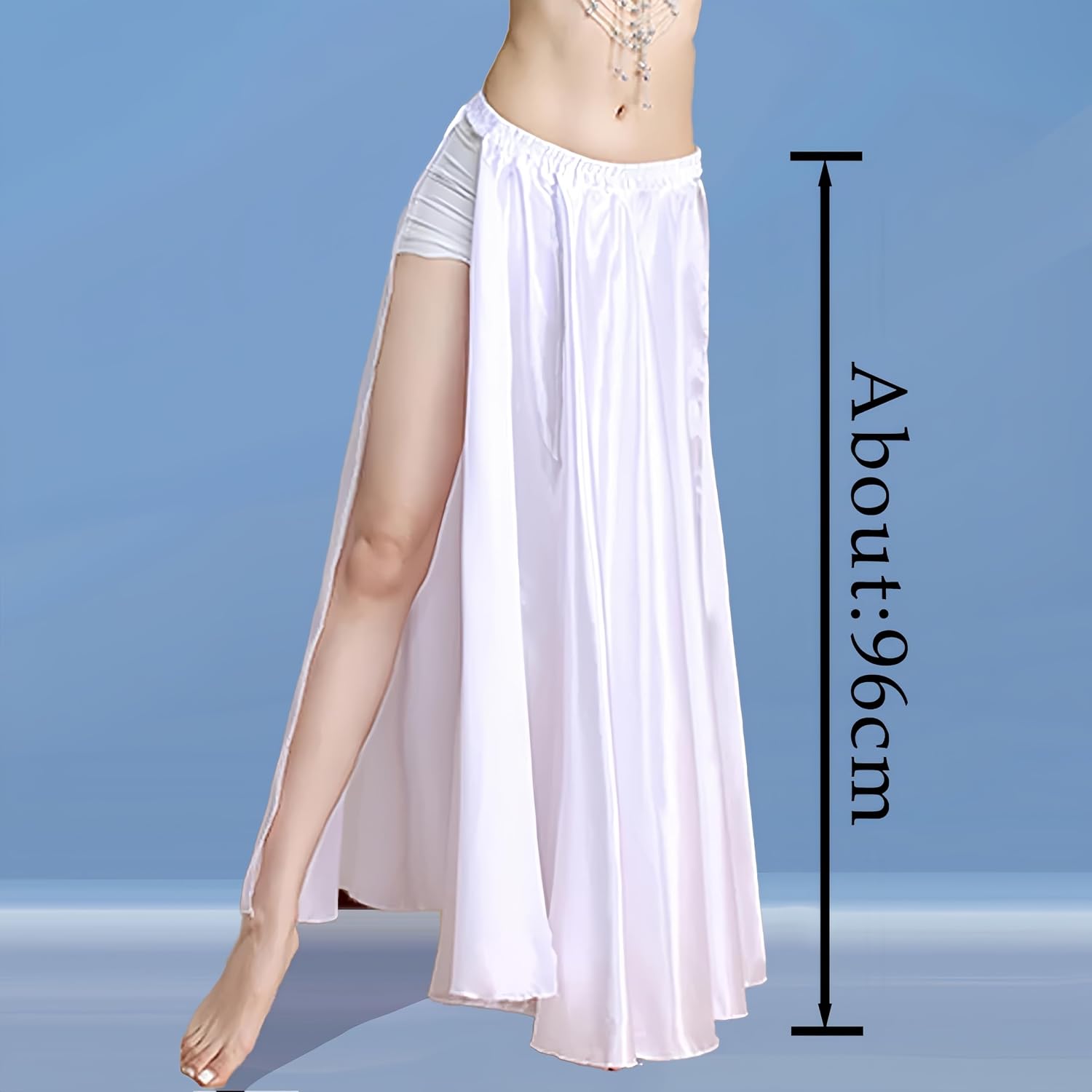 Women Chiffon Belly Dance Long Skirt with Underwear Split Satin Skirt on Both Sides