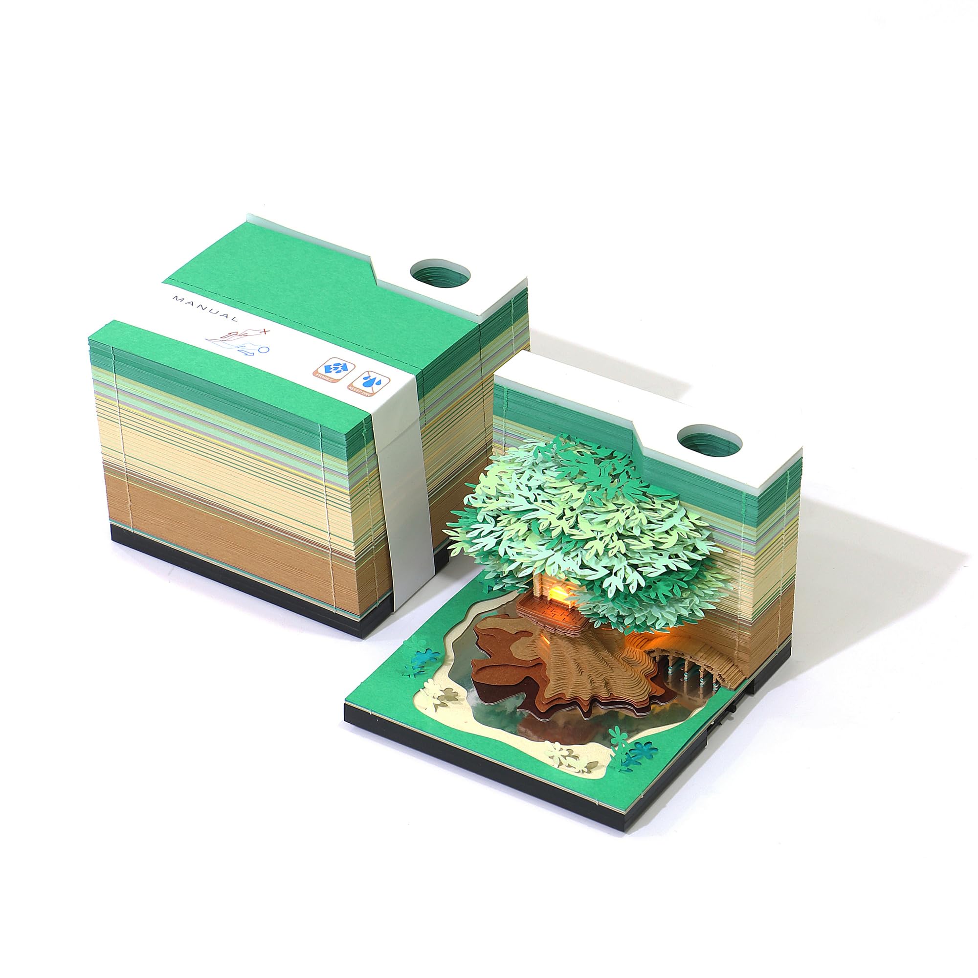 Notatnik 3D, domek na drzewie, kawaii, z uchwytem na długopis i zakładką, do rzeźbienia w papierze, notatnik, rękodzieło, prezent, na Święto Dziękczynienia, Boże Narodzenie, parapetówkę, dekoracja