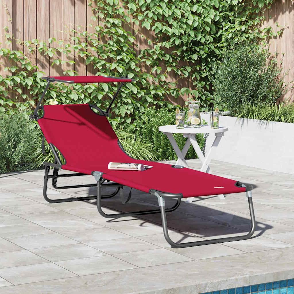 Klappbare Gartenliege Rot 190 x 57 x 81 cm Oxford mit Verstellbarer Rückenlehne für Terrasse Balkon Pool Strand und Camping, leichtes Design, langlebiges Material