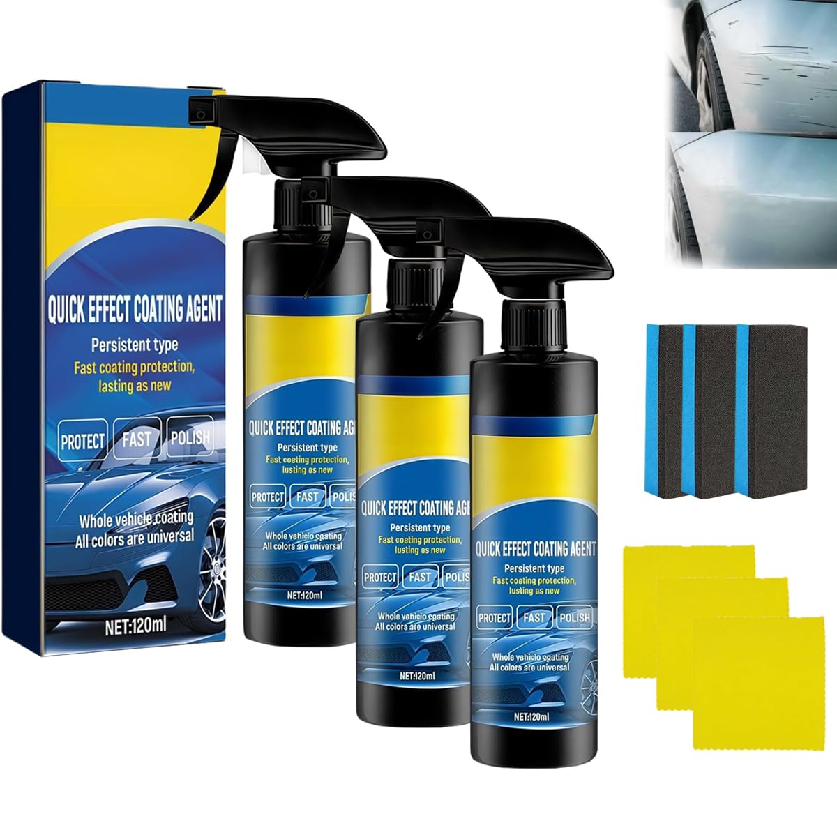 Car Coating Agent Spray,Easy to Use,Automobile Scrape Wax Agent, Quick Effect Polish Spray, Oil Film Emulsion Glass Cleaner, Waterless Wash Quick Effect Scratch Polis (1PCS) - 3