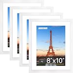 FIXSMITH 5x7 Picture Frame Bulk-4 Pack, Photo Frame with HD Plexiglass, Display Pictures 4x6 with Mat or 5x7 Without Mat, White Picture Frames Collage Wall Decor, Wall & Tabletop Picture Frames