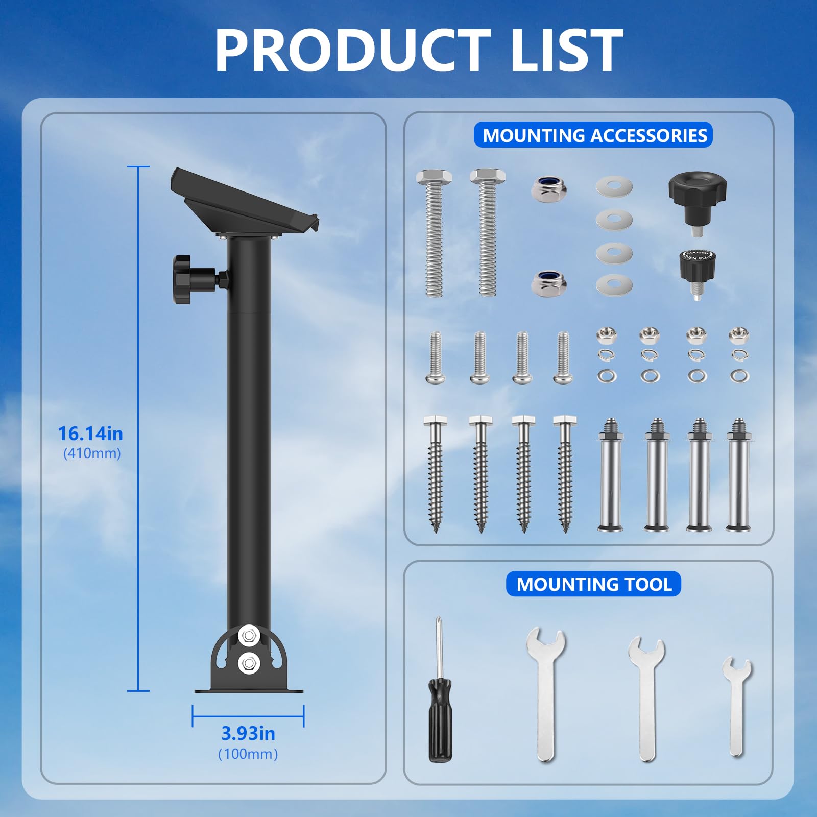 Kit di Montaggio sul Tetto Starlink Gen 3 Regolabile a 180° Compatibile con Gen 3 / V3, Supporto per Palo Starlink con Adattatore per Tubo Gen 3