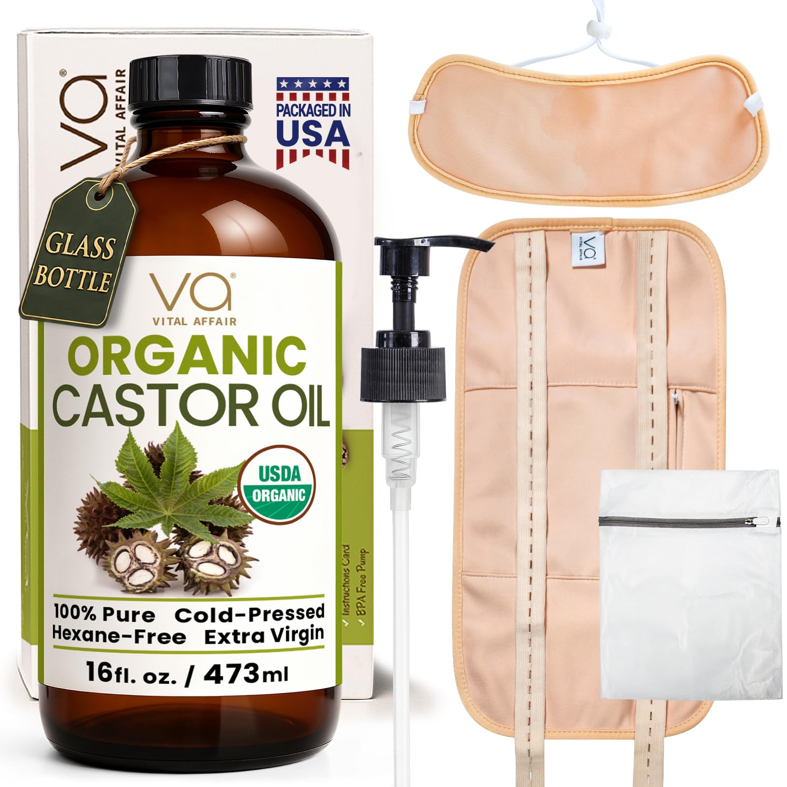 Vital Affair USDA Organic Castor Oil Pack Kit
