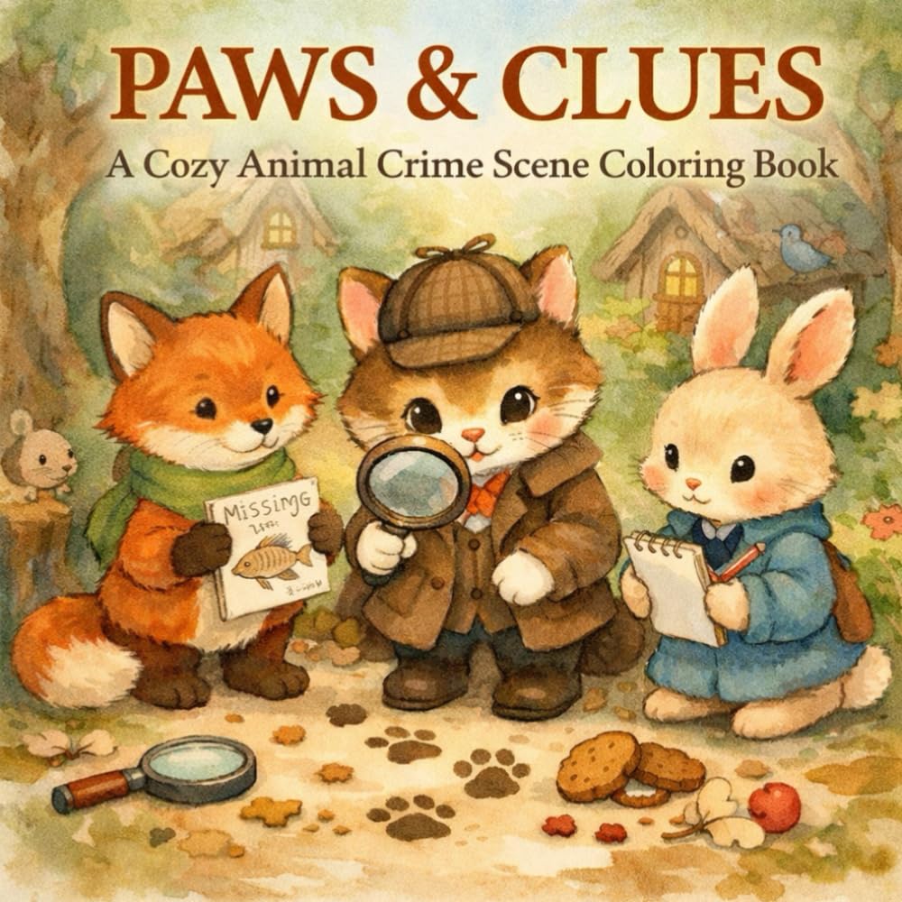 PAWS & CLUES: A Cozy Animal Crime Scene Coloring Book