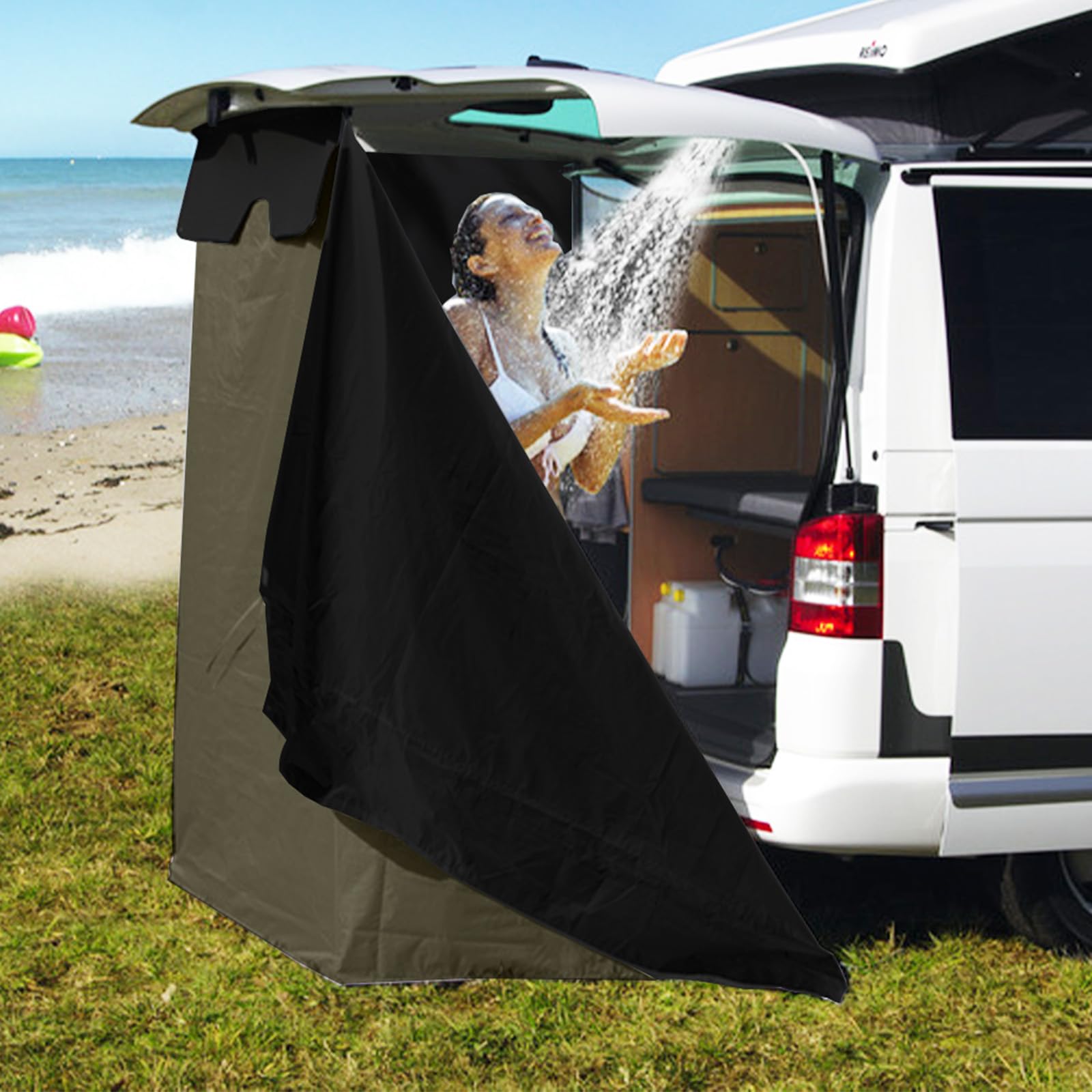 Heckklappenzelt für VW T4 T5 T6, 400D Instant Heckzelt mit Schnallen, Verstellbaren Gurten und Heringen für Camping, Angeln und Festivals
