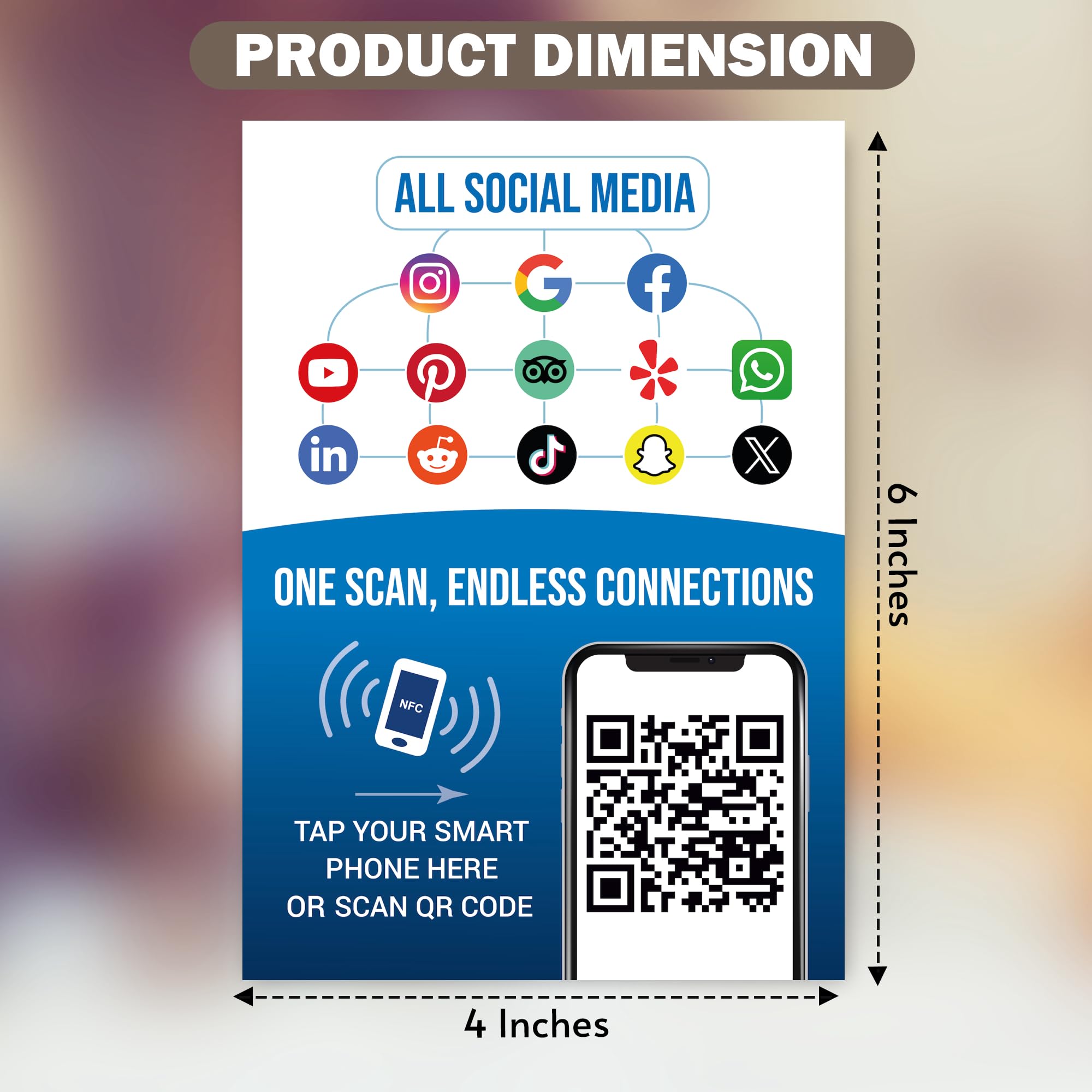 Porte-clés NFC / Carte De Visite Numérique - Partage Contact Et Réseaux Sociaux Par Tap Ou Scan QR - Compatible IOS/Android - 4