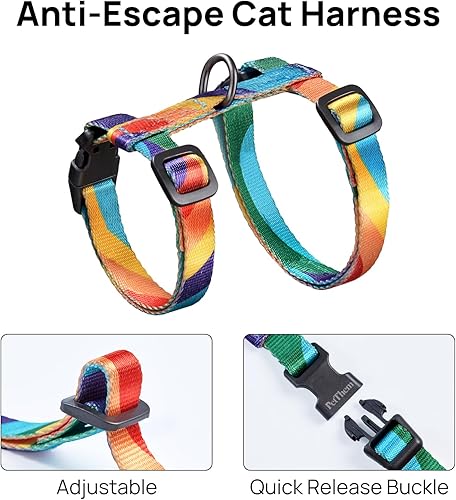 Miniatura 4 de PetThem Juego de arnés y correa para gatos, arnés ajustable a prueba de escape, cómodo, suave, ligero, de uso seguro y fácil, arnés de viaje para