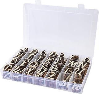 520 Pcs of 1.5 inch Wooden Letters, Wooden Numbers, Mini Blank Wooden Symbols, Unfinished Wooden Letter Storage Tray for Home Decoration, Spelling Education, Homemade Crafts, Party Gifts