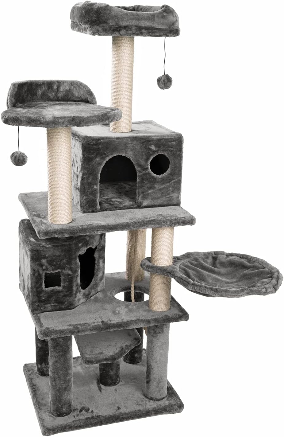 (-54%) JAMAXX Premium Katzen Kratzbaum XXL H165cm, Extra-Stabil 9 Dicke Stämme, Starke Bodenplatte 3cm, Super Weiches Plüsch, PCT6006 dunkel-grau