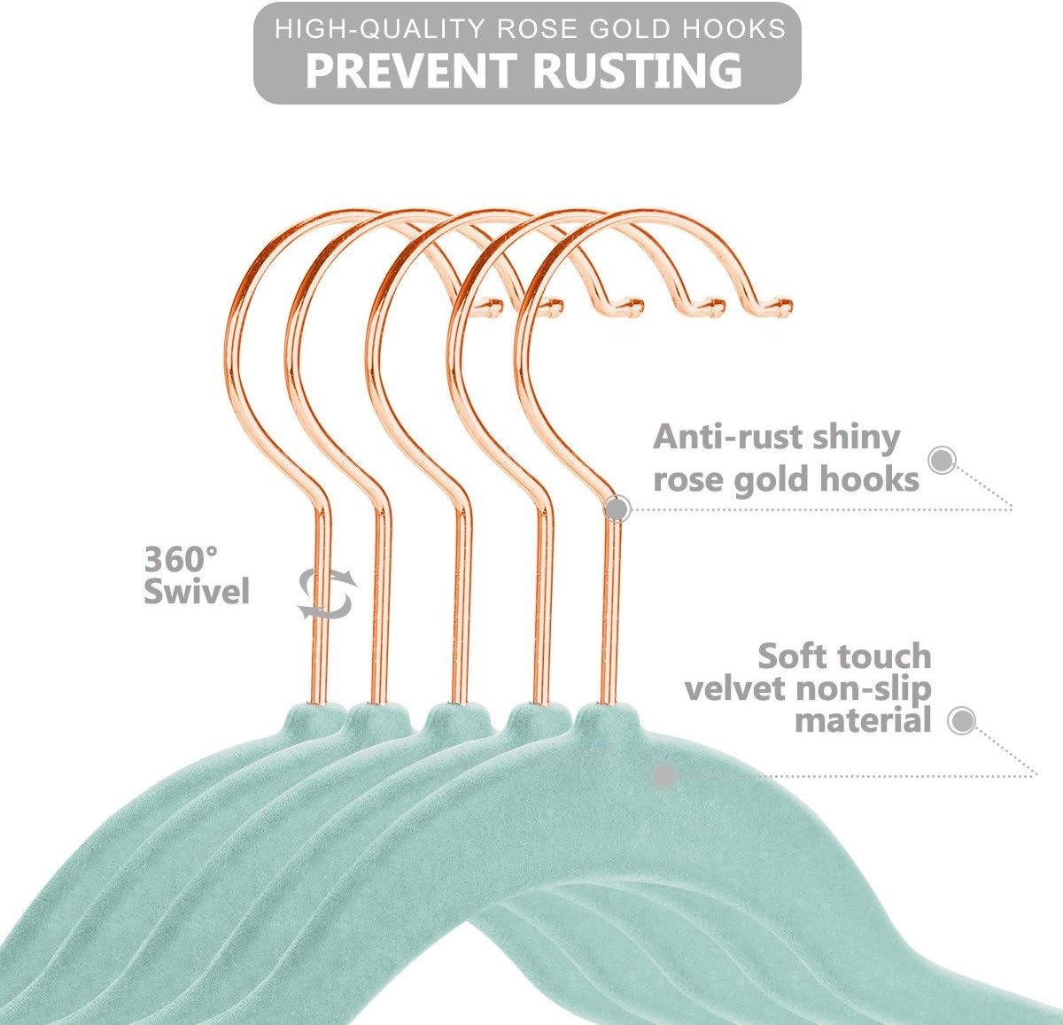 MIZGI Baby Velvet Hangers,Non-Slip Kids & Toddler Hangers,11.8 Inch Hangers for Baby Clothes,Pack of 50(Blue) - Image 4