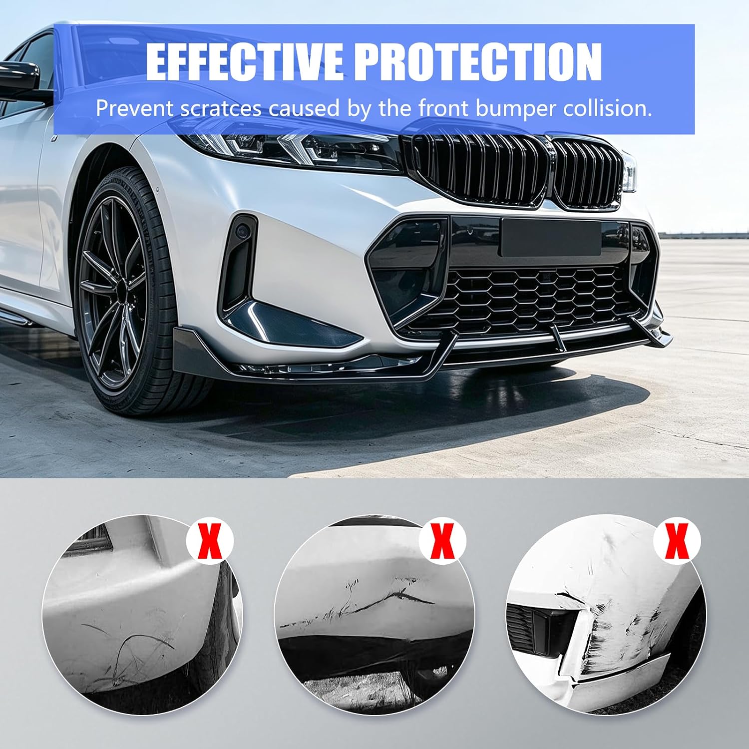 Gloss Black Front Bumper Lip Splitter for BMW 3 Series G20 LCI 2023-2026