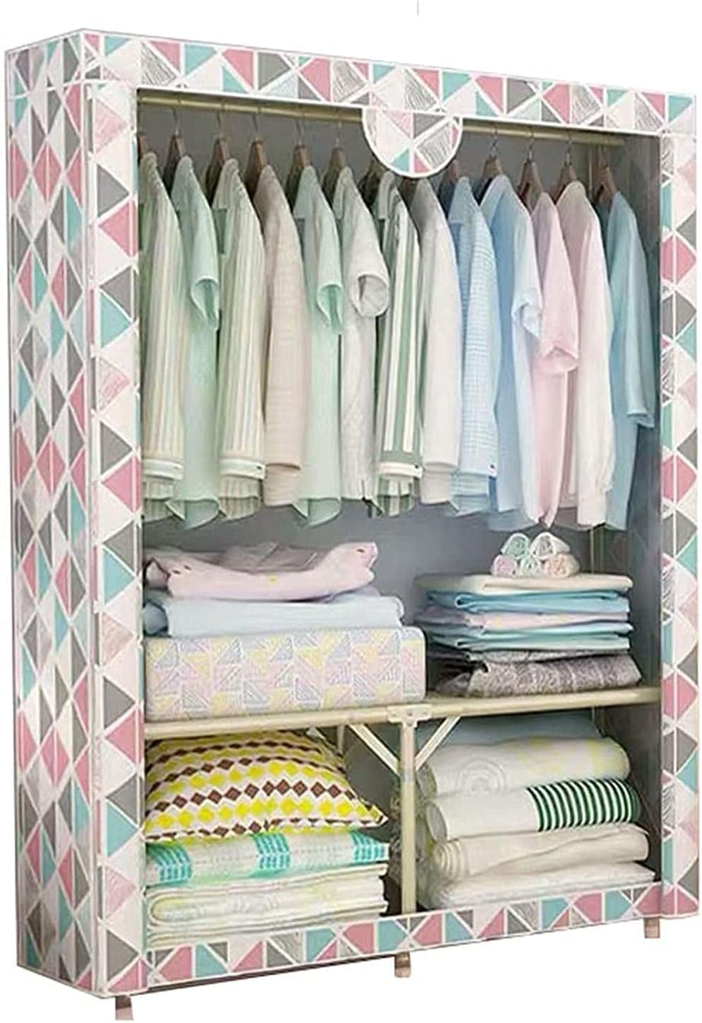 Bedroom Wardrobe Portable Metal Foldable Wardrobe Folding Partition Storage Box 160 110 45CM Clothes Rack (Color : C Size : 160 110 45CM) (A 160 * 110 * 45CM)