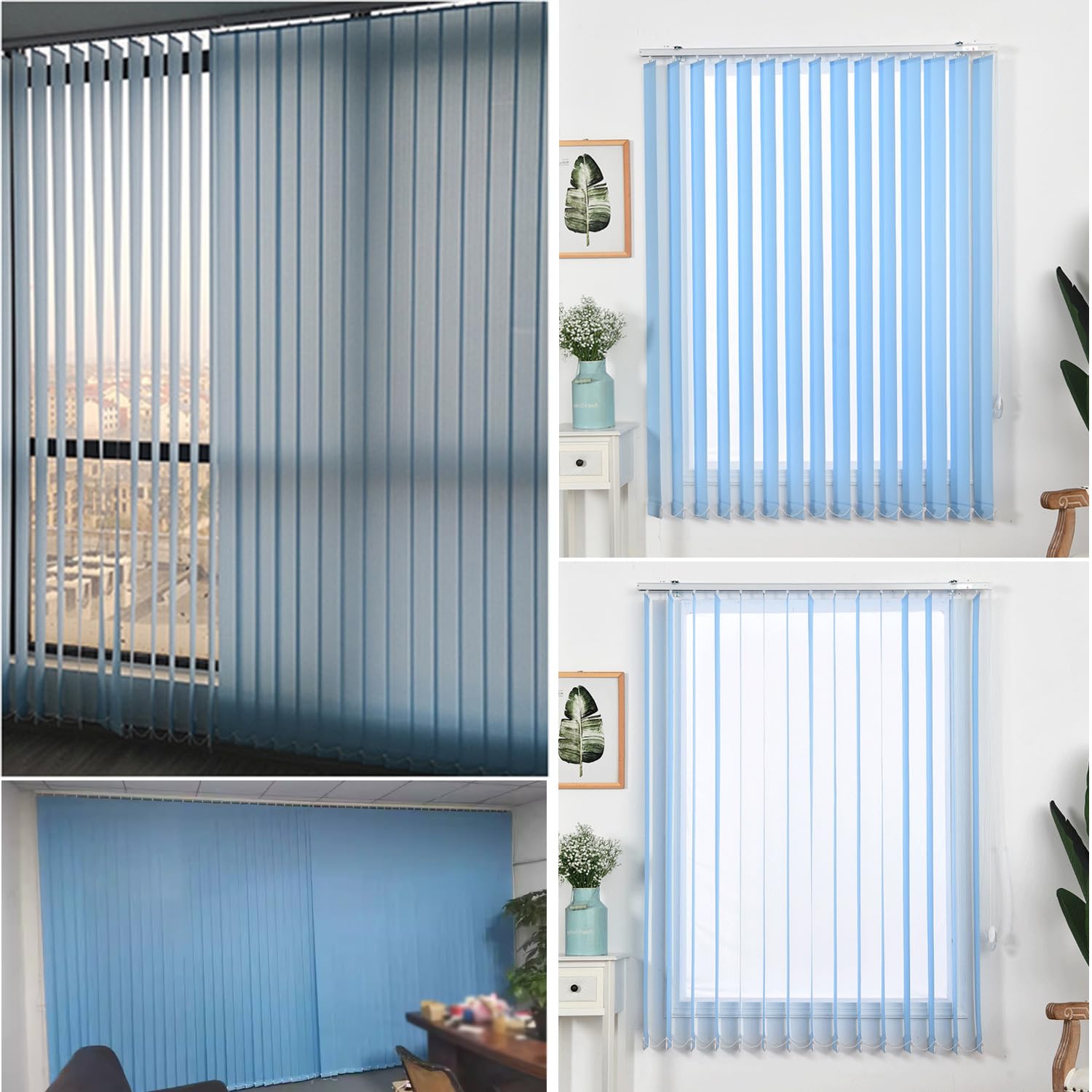 Tende Verticali Scorrevoli Oscuranti,Tende Verticali a Bande per Finestre,Veneziane da Interno per Privacy e Protezione,Isolate Termicamente,per Ufficio Domestico (Blu,140cm x 120cm)