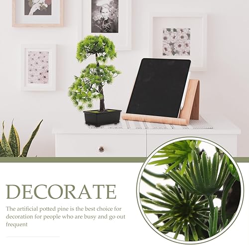 Miniatura 9 de Angoily Plantas artificiales de interior Bonsái de pino artificial en maceta, exhibición de escritorio, maceta de árbol falso, planta de bonsái de