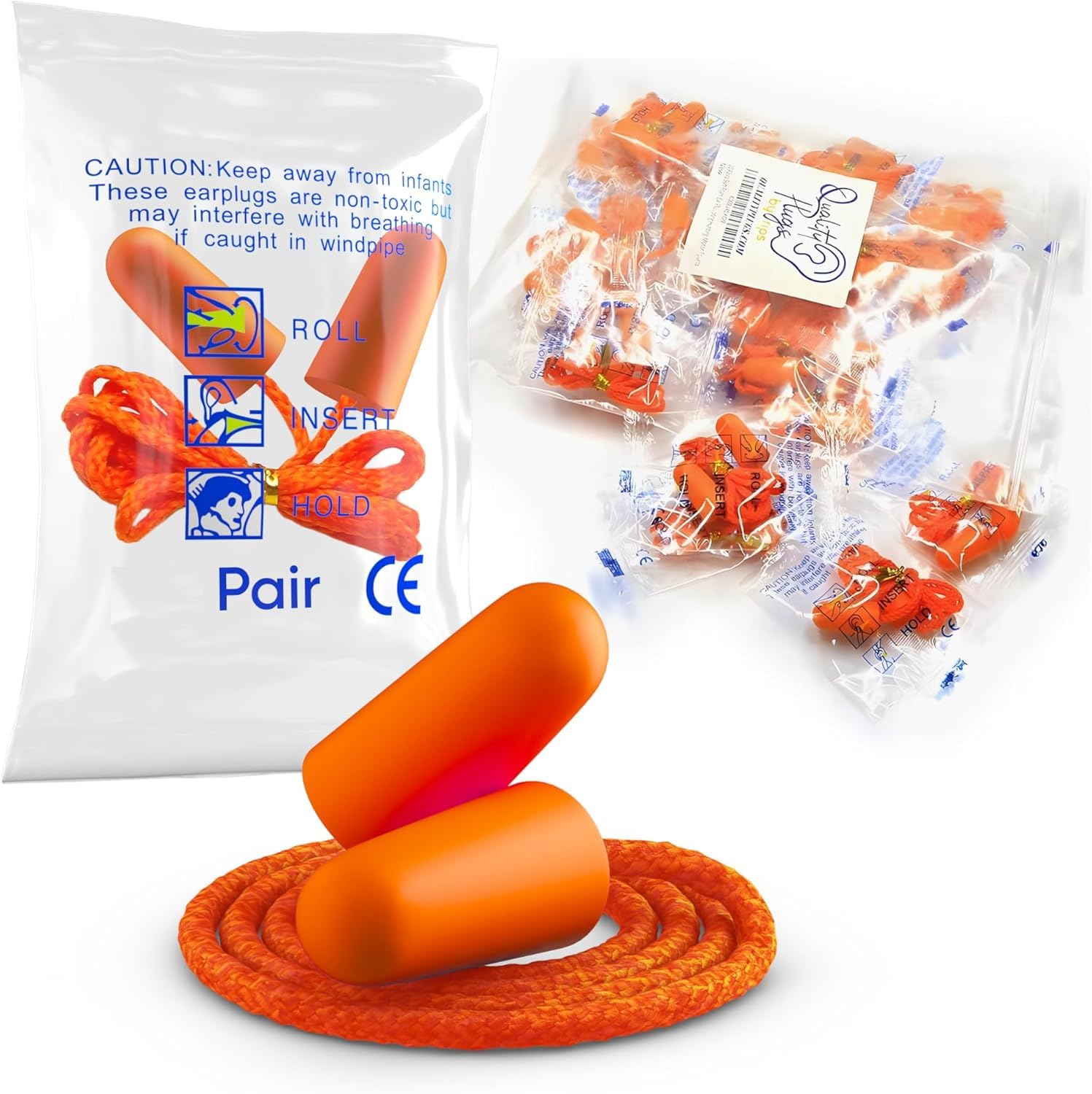 MR DIY Crafts Foam Ear Plugs with Cord Soft & Comfortable Ear Protection Disposable Ear Plugs Individually Wrapped with Noise Cancelling up to 32dB Ideal for Sleeping Construction Shooting Sports (10, 10 Pair Earplugs)-image-3