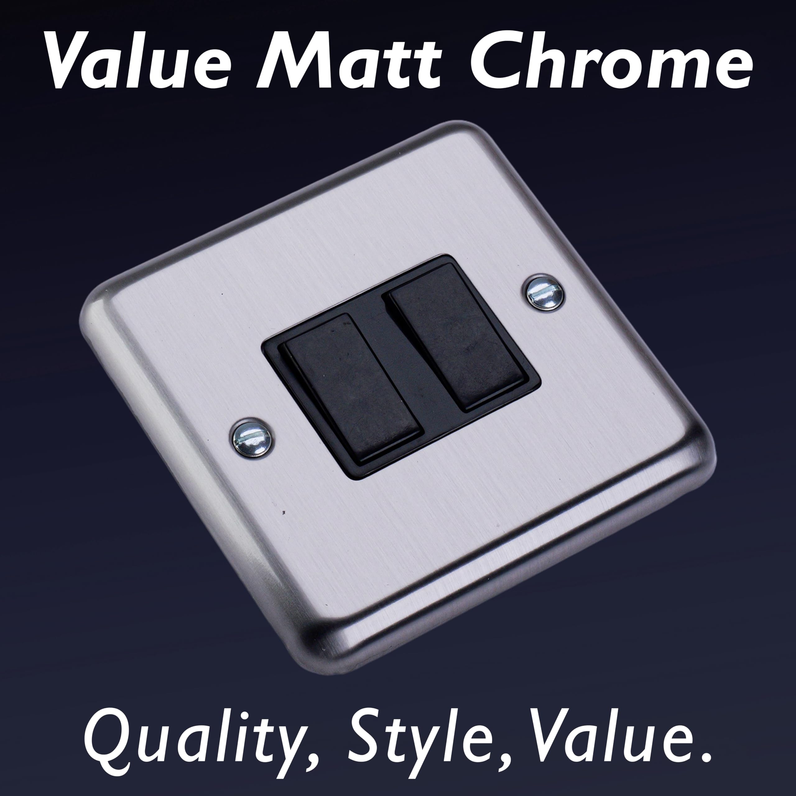 Varilight - 2G 1 or 2W 10A Switch Matt Chrome - XS2B, 86x86x25mm - Image 3