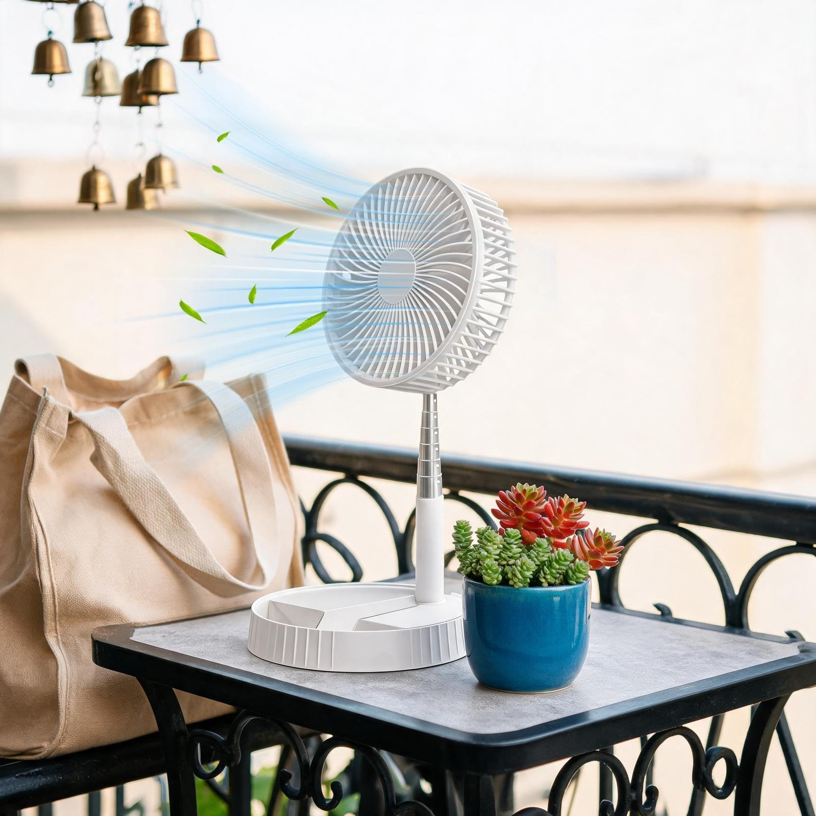 Ventilatore da Scrivania Soffiatore d'Aria Pieghevole Telescopico | Ventilatore Portatile per Pavimento, Camera, Ufficio, Viaggio, Campeggio, Spiaggia, All'aperto