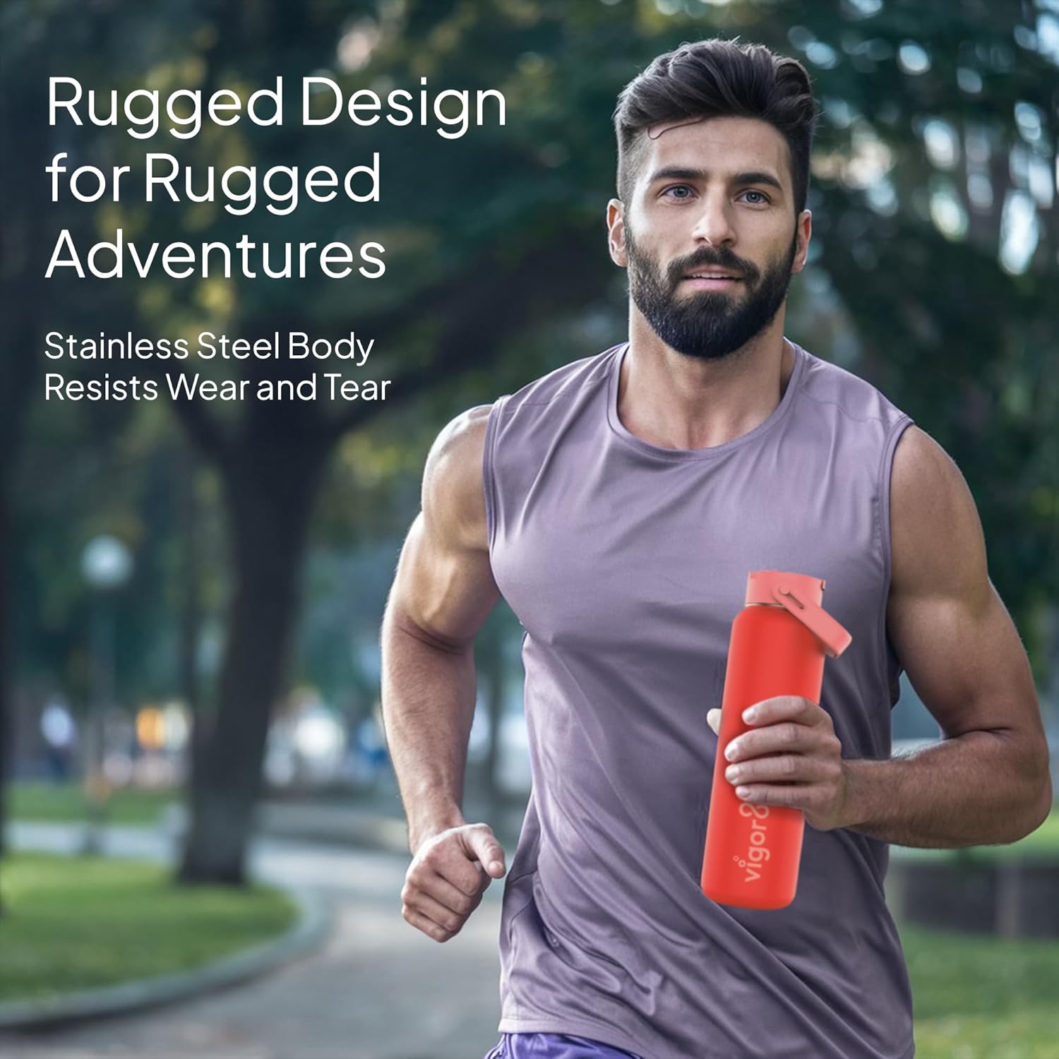 Insulated Stainless Steel Drink bottle with Straw and Wide Mouth | 2-in-1 Multi-function Lid | Thermal Water Flask with Double Wall Insulation | School, Office, Gym & Travel Water Bottle | 24oz - Image 3