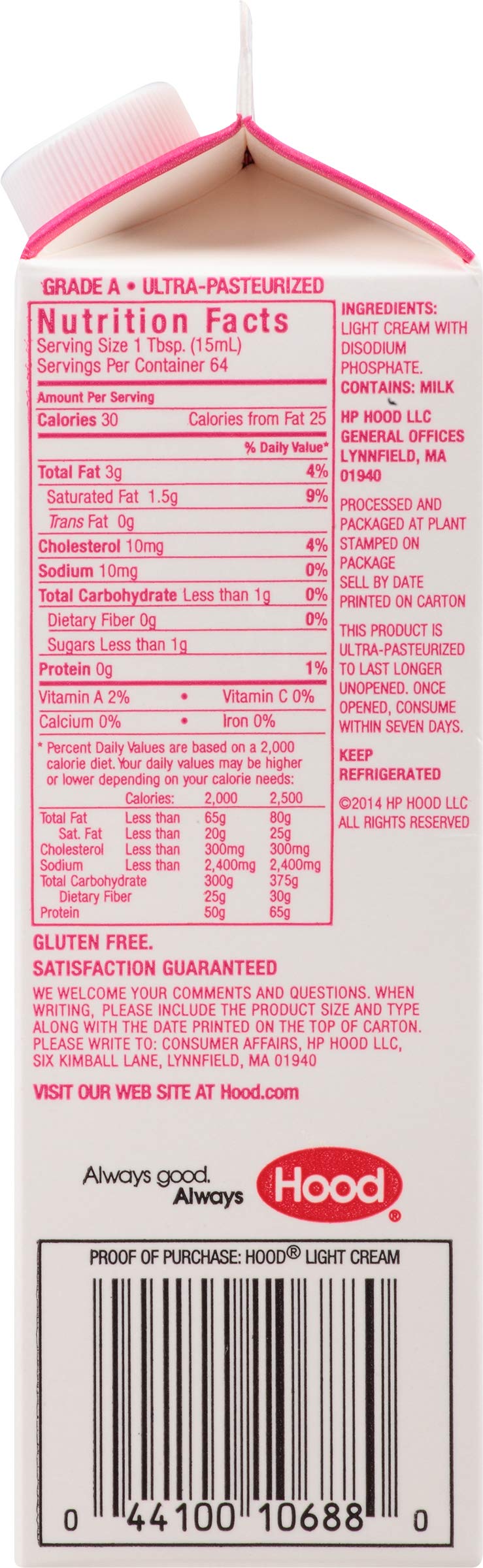 Hood UHT Light Cream 32 oz — view 2