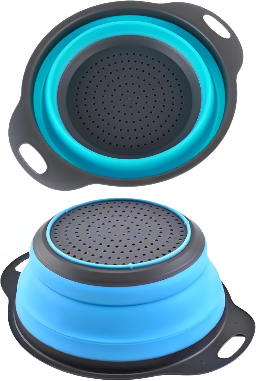 2Pack Blue Round Collapsible Colander