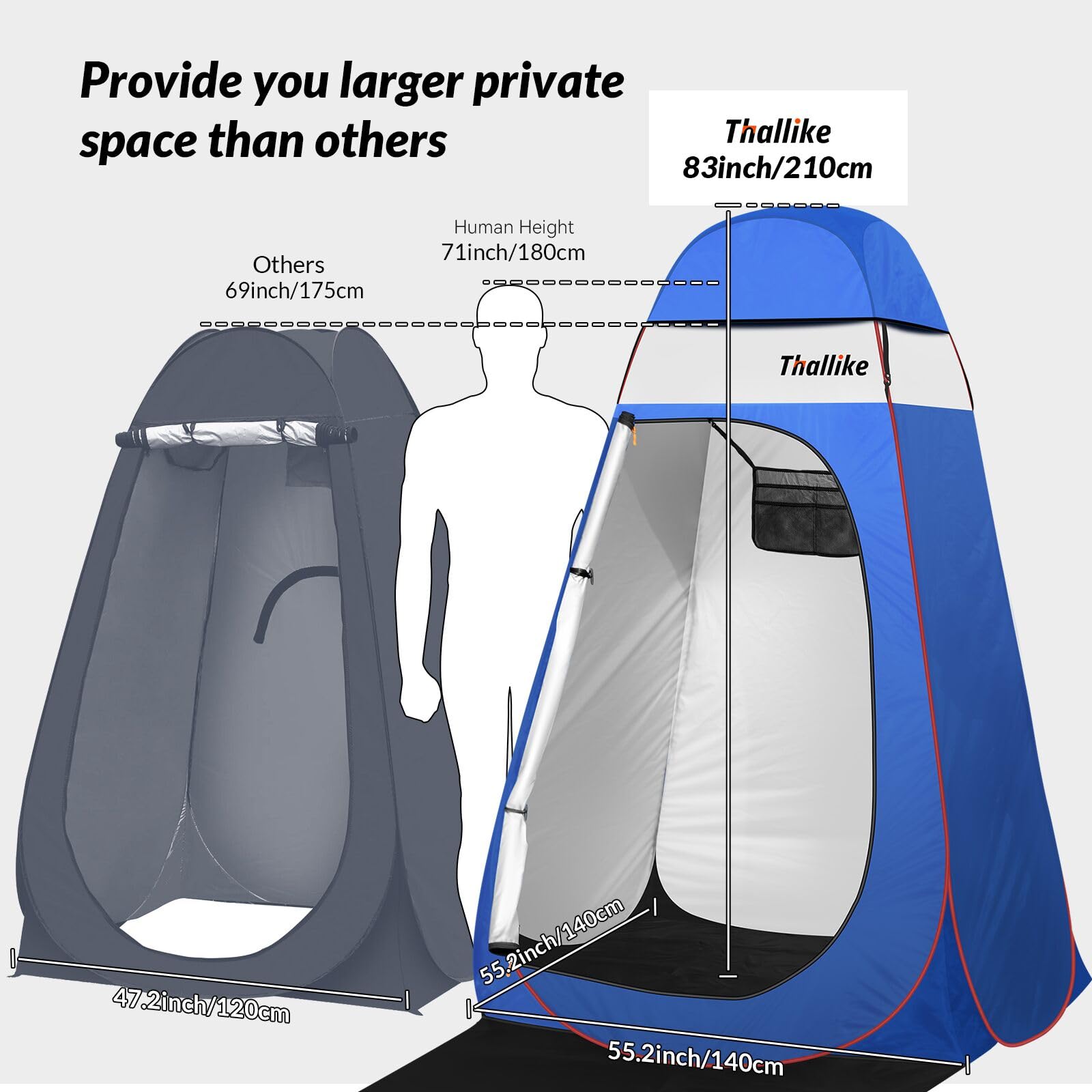 Thallike Upgrade Pop Up Privacy Shower Tent 55