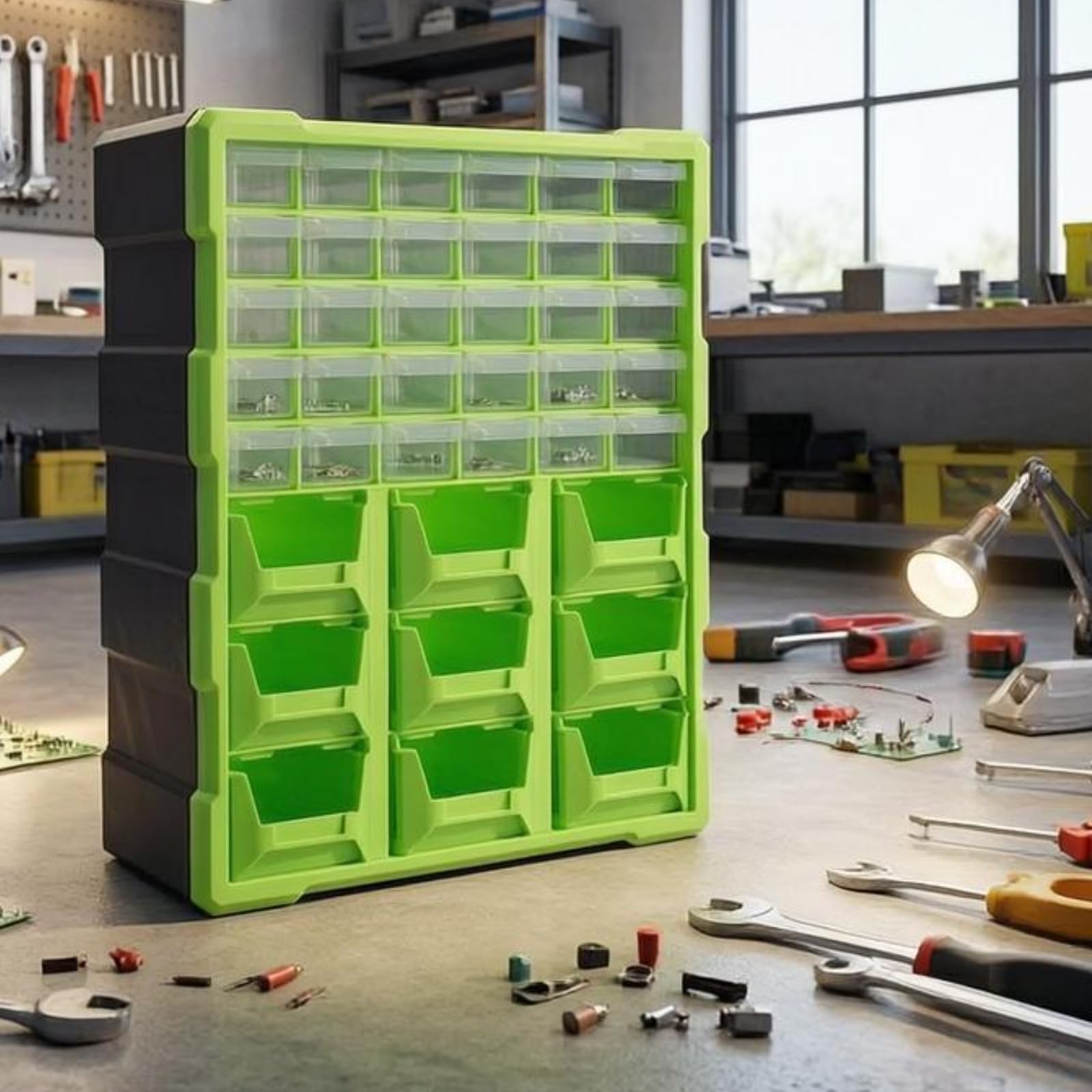 Mobile Organizer Cassetti Trasparenti Leggero Cassettiera Componenti Elettronici Multiuso Cassettiera PP Trasparente per Officina